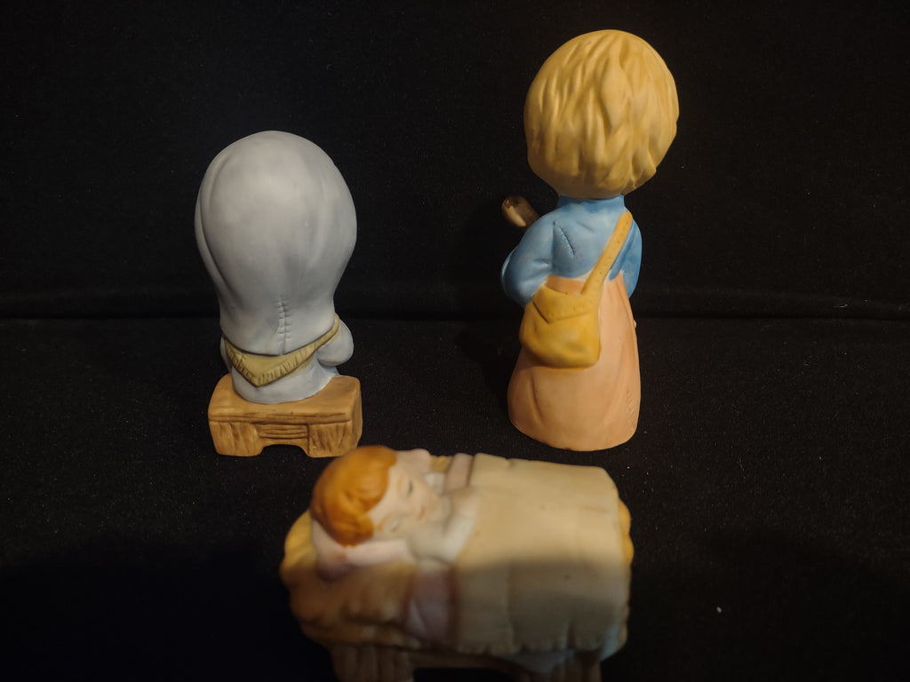 Homco Home Interiors Childrens Nativity Set Mary Joseph Baby (lot 2431c)
