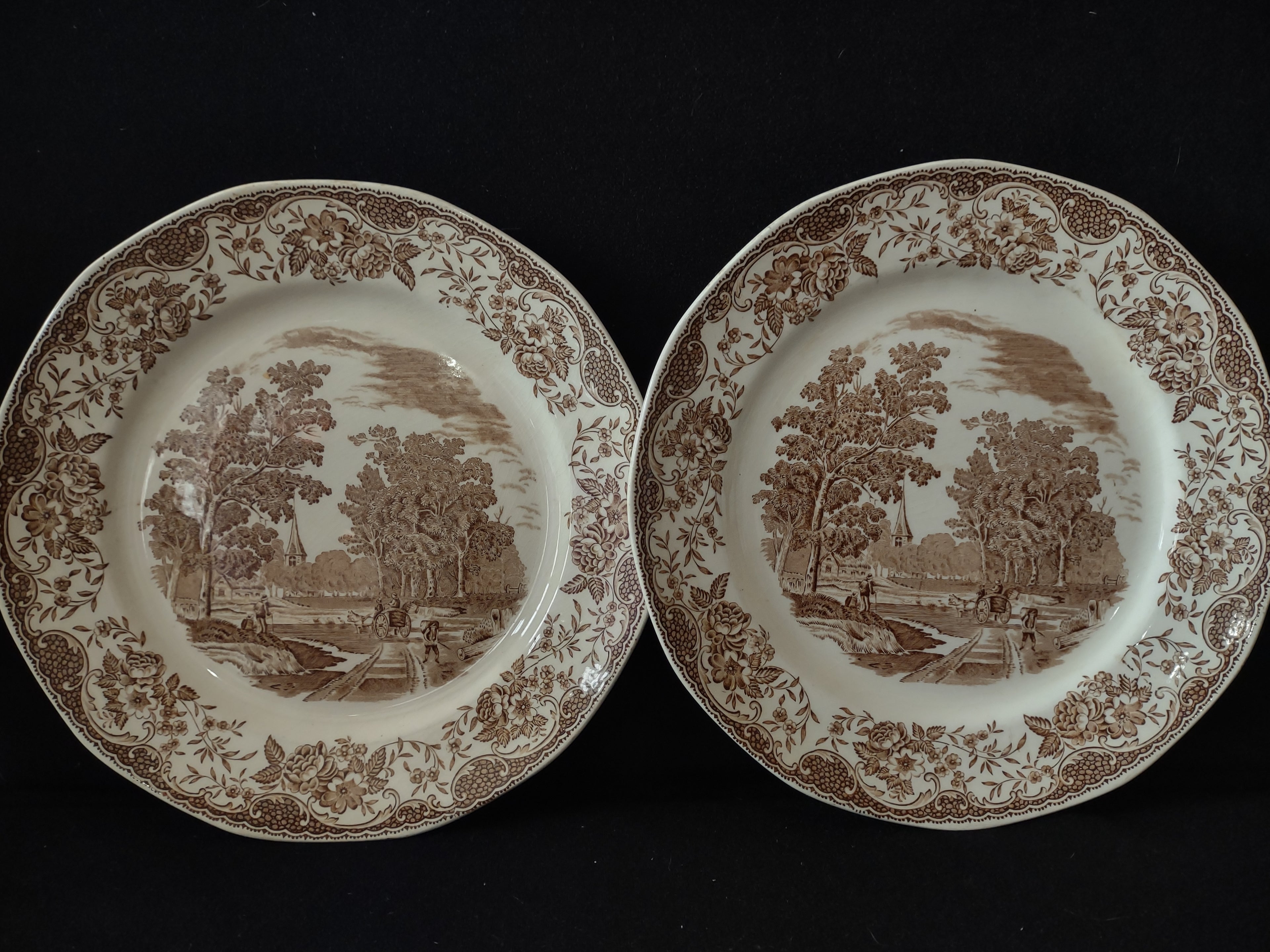 Vintage Royal Tudor Ware Olde England Barker England Dinner Plate x 2 (lot 5541)