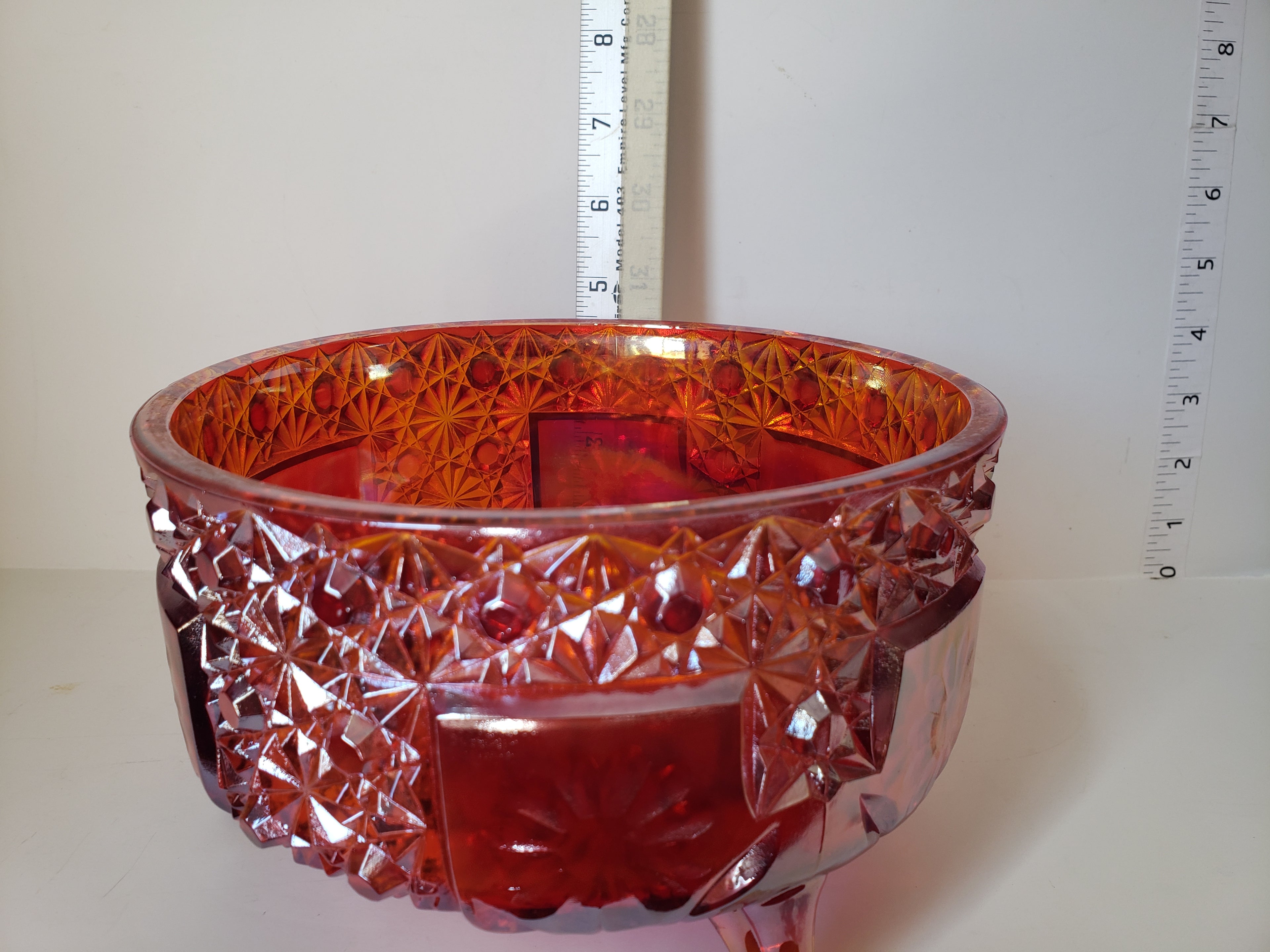 Vintage Marigold Iridescent Footed Bowl Carnival Glass (lot 2216)