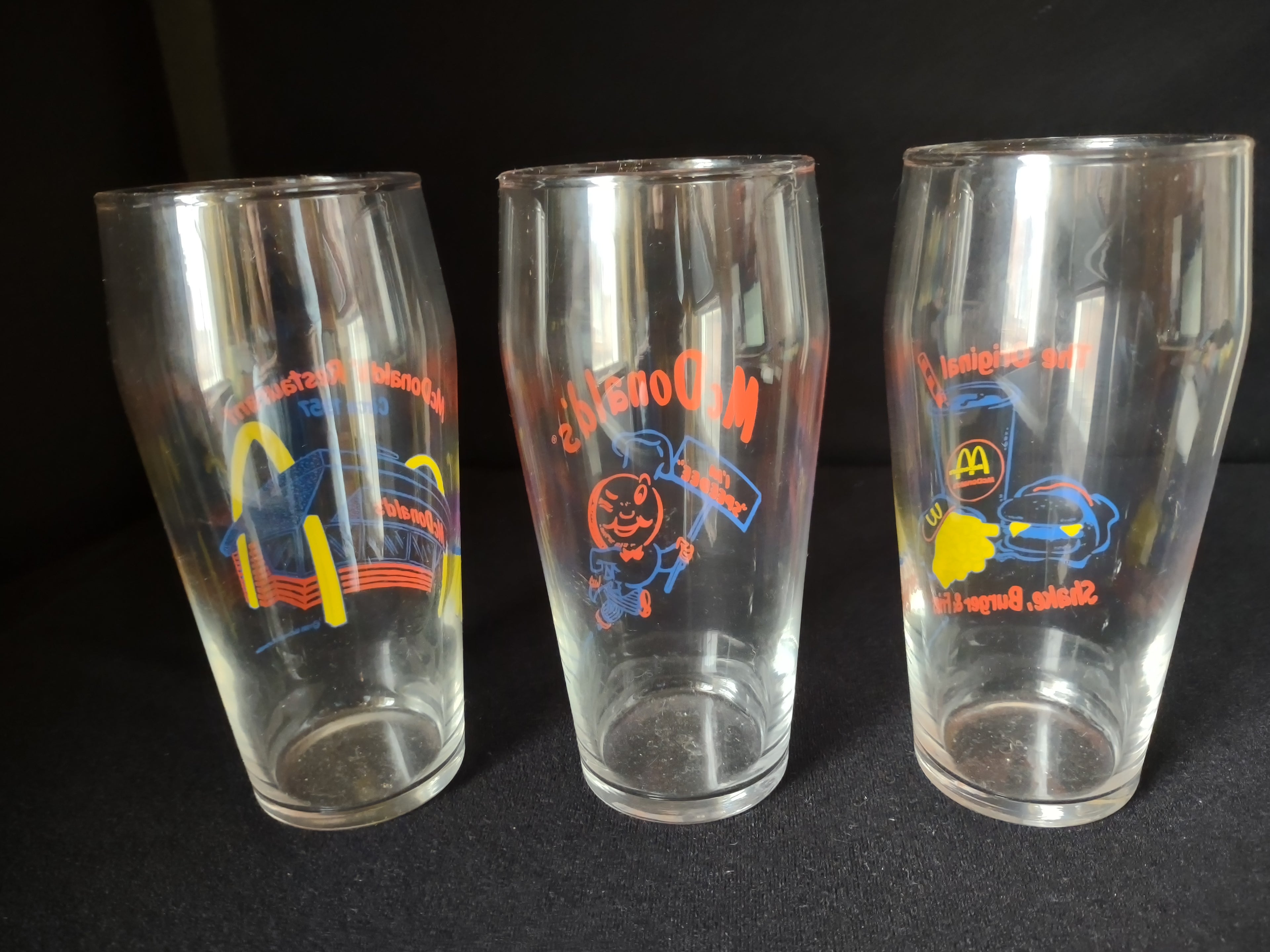 Set of 3 Drinking Glasses McDonalds Advertisement (lot 1543)