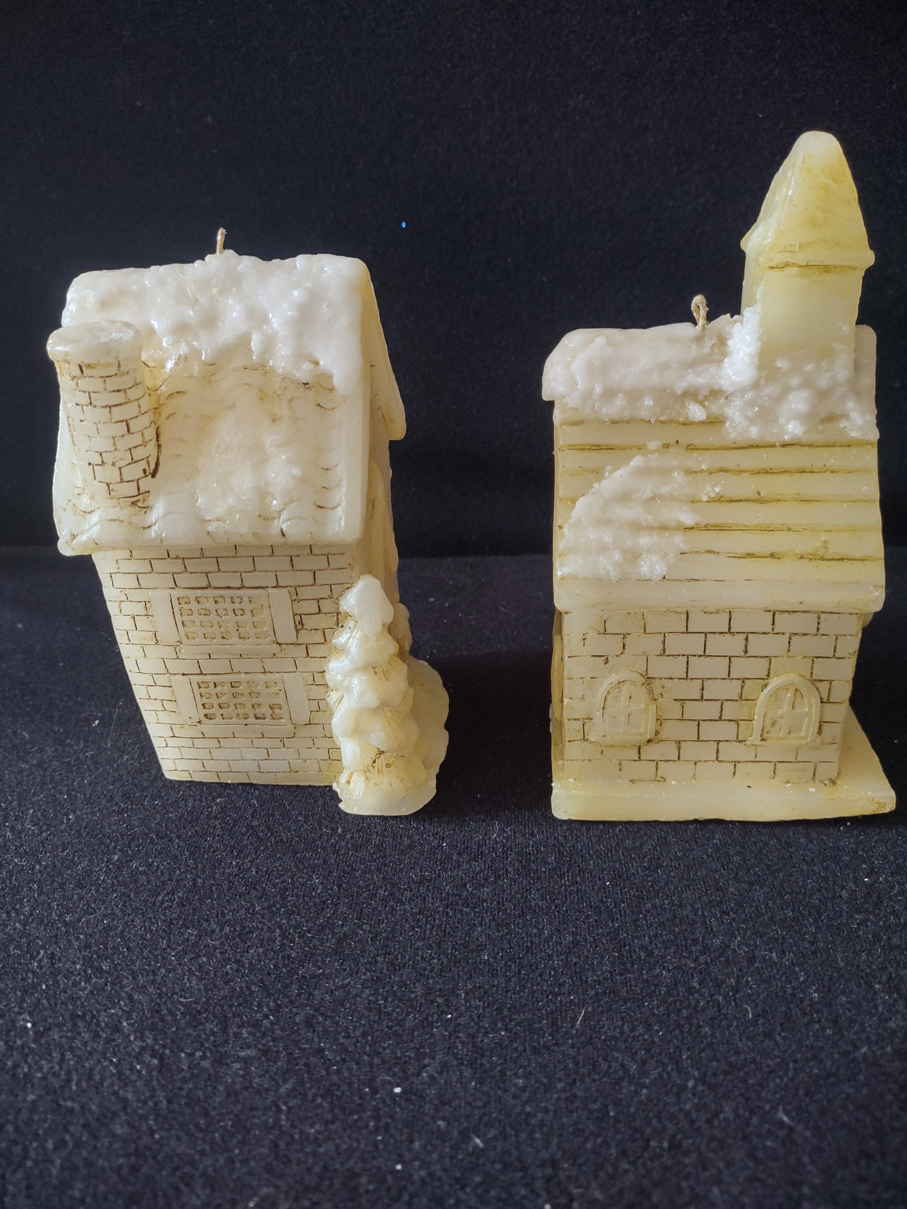 Vintage Christmas/Winter Church Candle Set Of 2 (Lot 4205)
