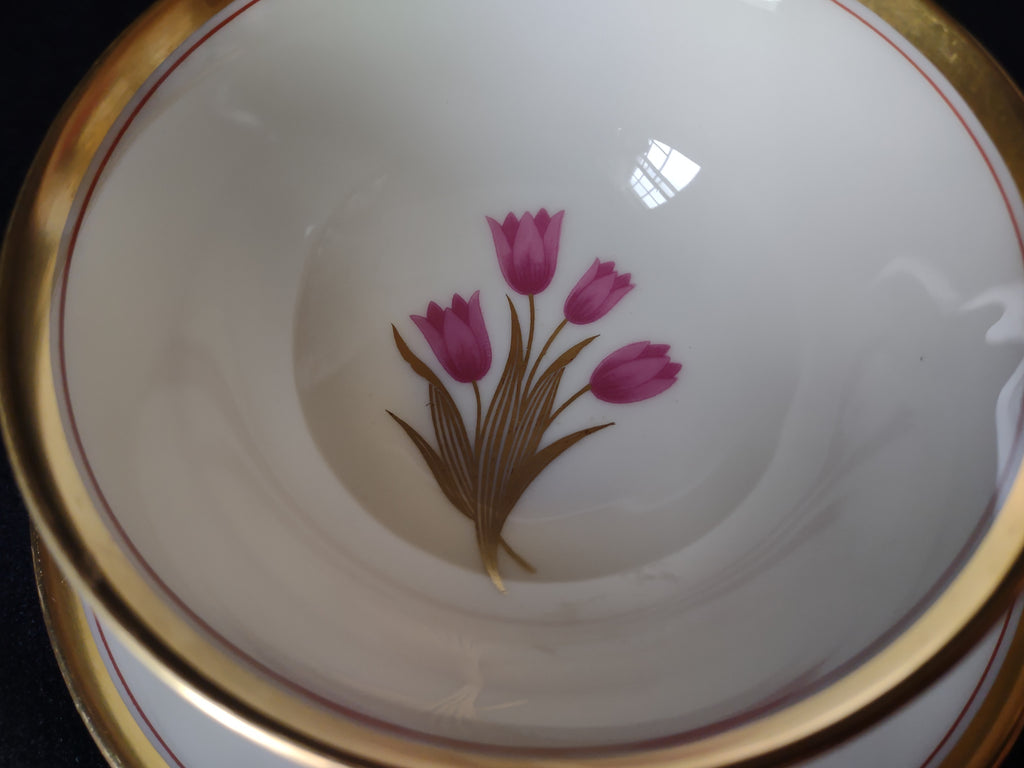 Vintage Lenox Bradford Tulips Gold Trim Tea Cup with Saucer (lot 1827)