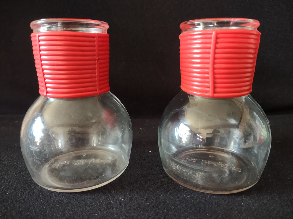 Vintage Hottle Carafe Milk Glass x 2 NO Lid Hot Shoppers Red Neck (lot 5222)