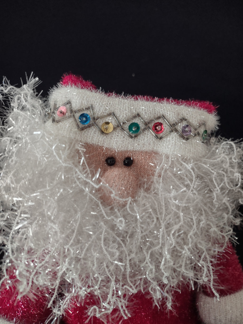 Vintage Christmas Shelf Sitter Santa Claus Weighted Sparkly Plush (Lot 4081)