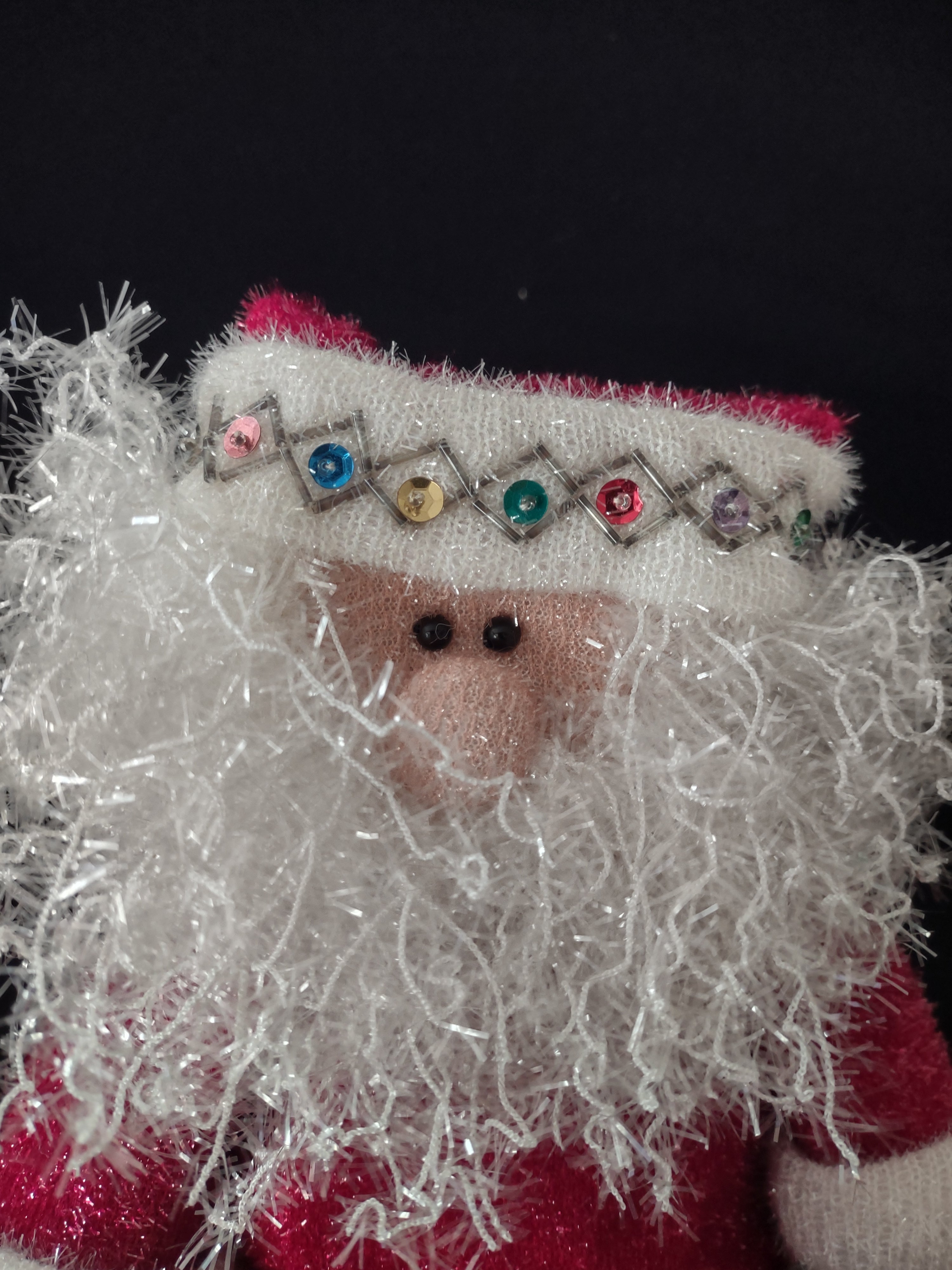 Vintage Christmas Shelf Sitter Santa Claus Weighted Sparkly Plush (Lot 4081)