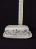 Vintage Pfaltzgraff Covered Butter Dish April Flower Pink Lavender Aqua(Lot 5025