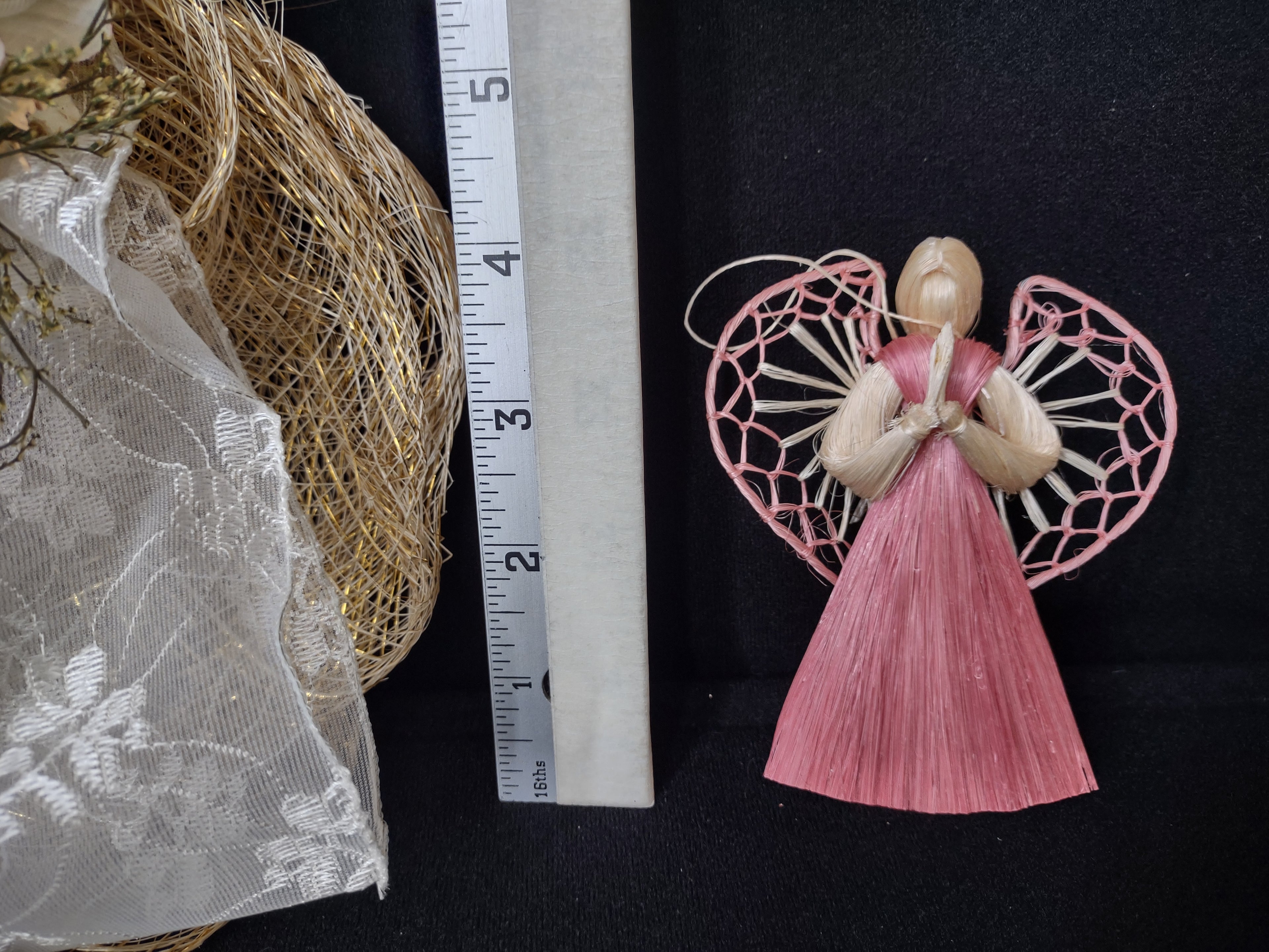 Set of 4 Straw Angels Christmas Ornament (lot 1759)