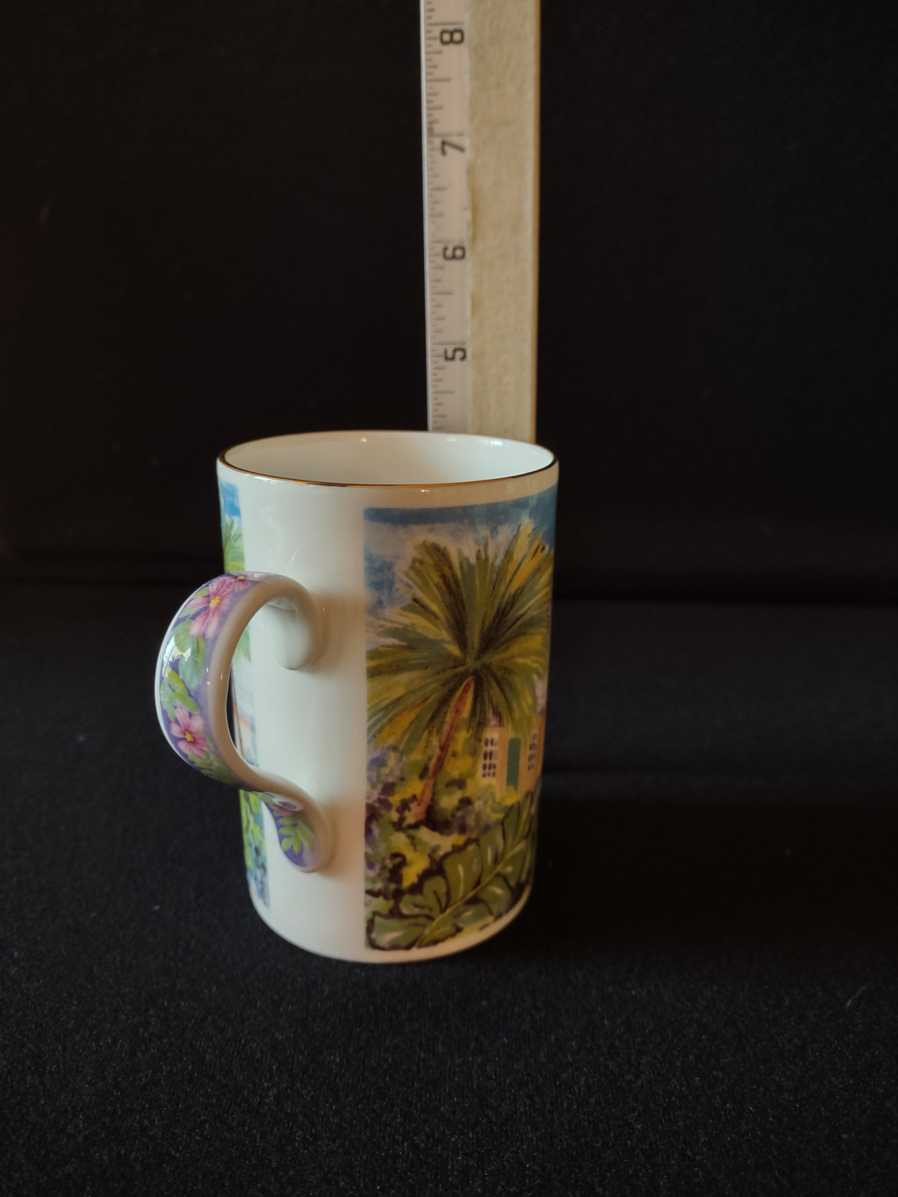 James Sadler Collectible Bone China Gold Trim Mug Roof Tops India (lot 5387)