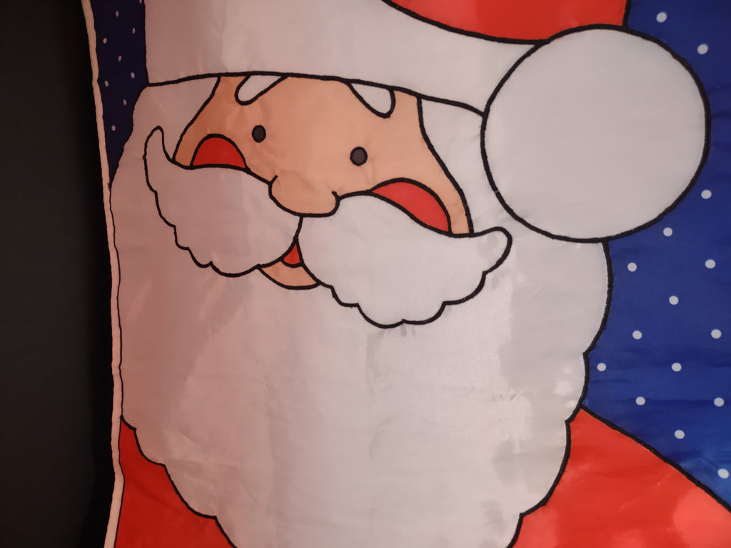 Vintage Double Sided Christmas Avon Santa Nylon Flag 29"x 21" (lot 3384)