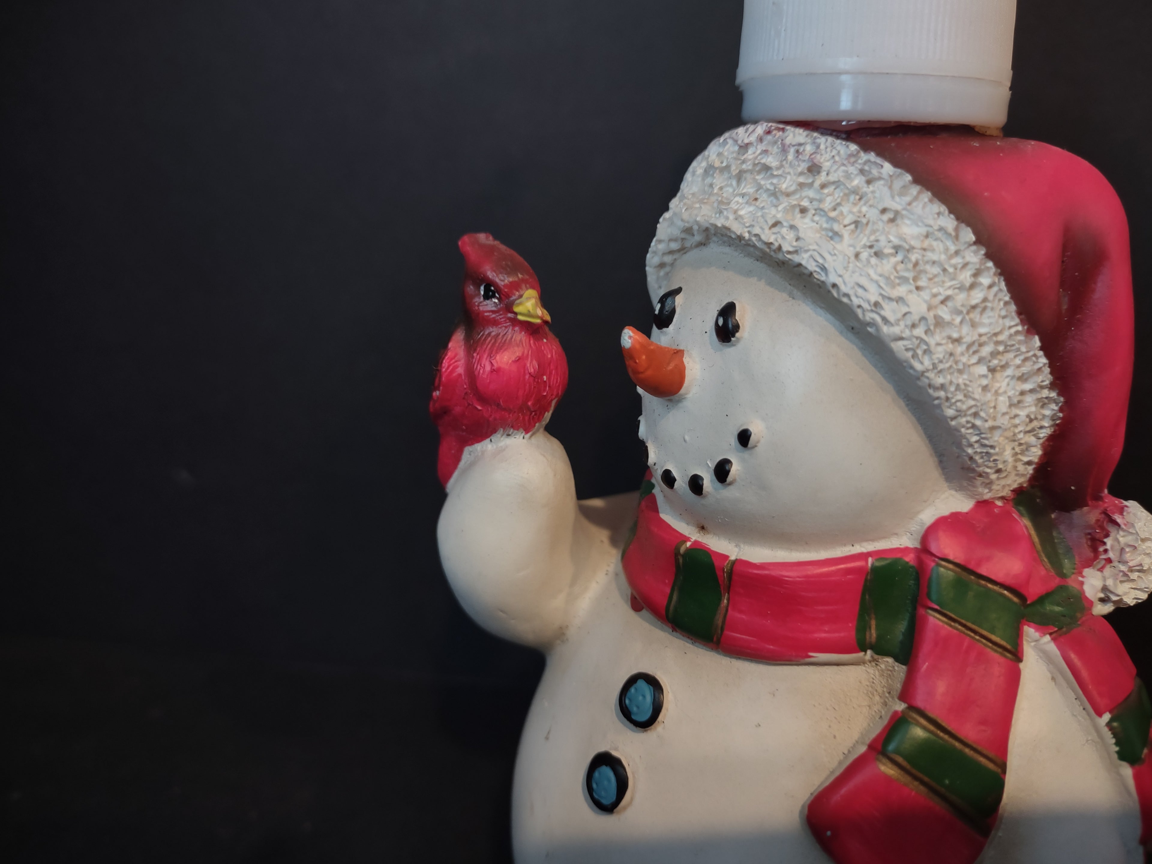 Vintage Soap Dispenser Snowman Christmas Robin Laurie (lot 2461)