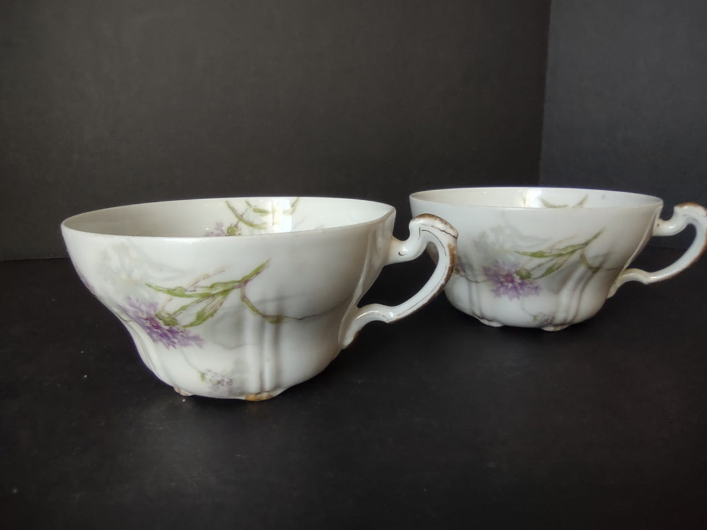Haviland Limoges 2 x Tea Cup ONLY Blue Corn Flower (lot 859)