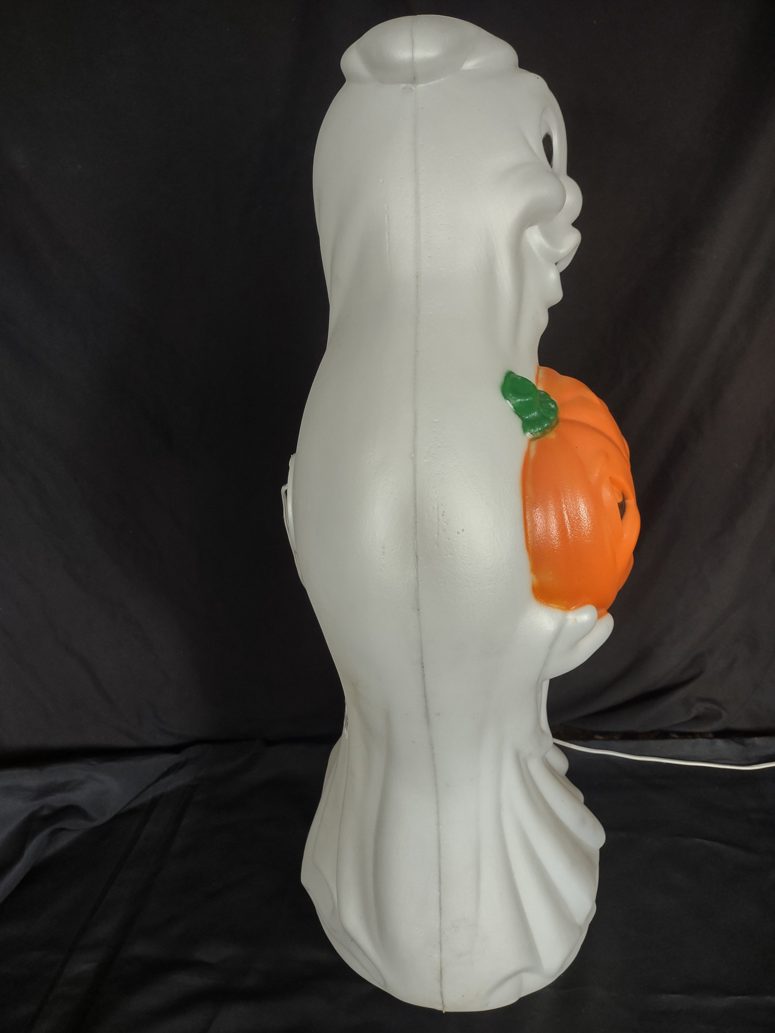 Vintage 33" General Foam Halloween Ghost Holding Pumpkin Blow Mold (lot 3254j)