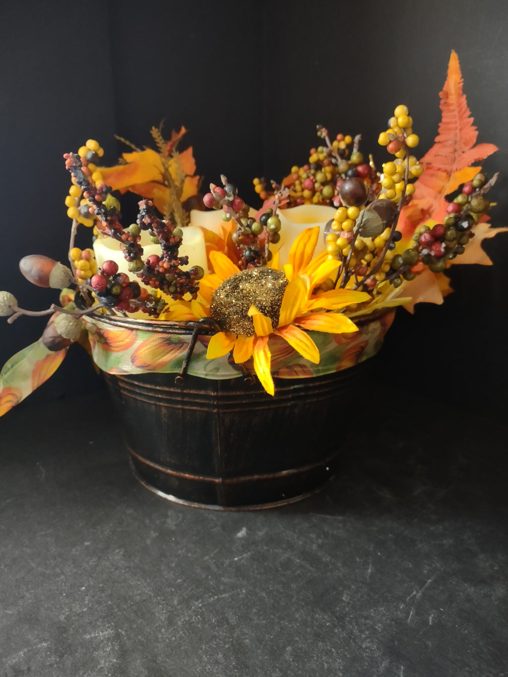 Halloween Thanksgiving Fall Centerpiece LED Flickering Candle w/Remote (Lot 3136