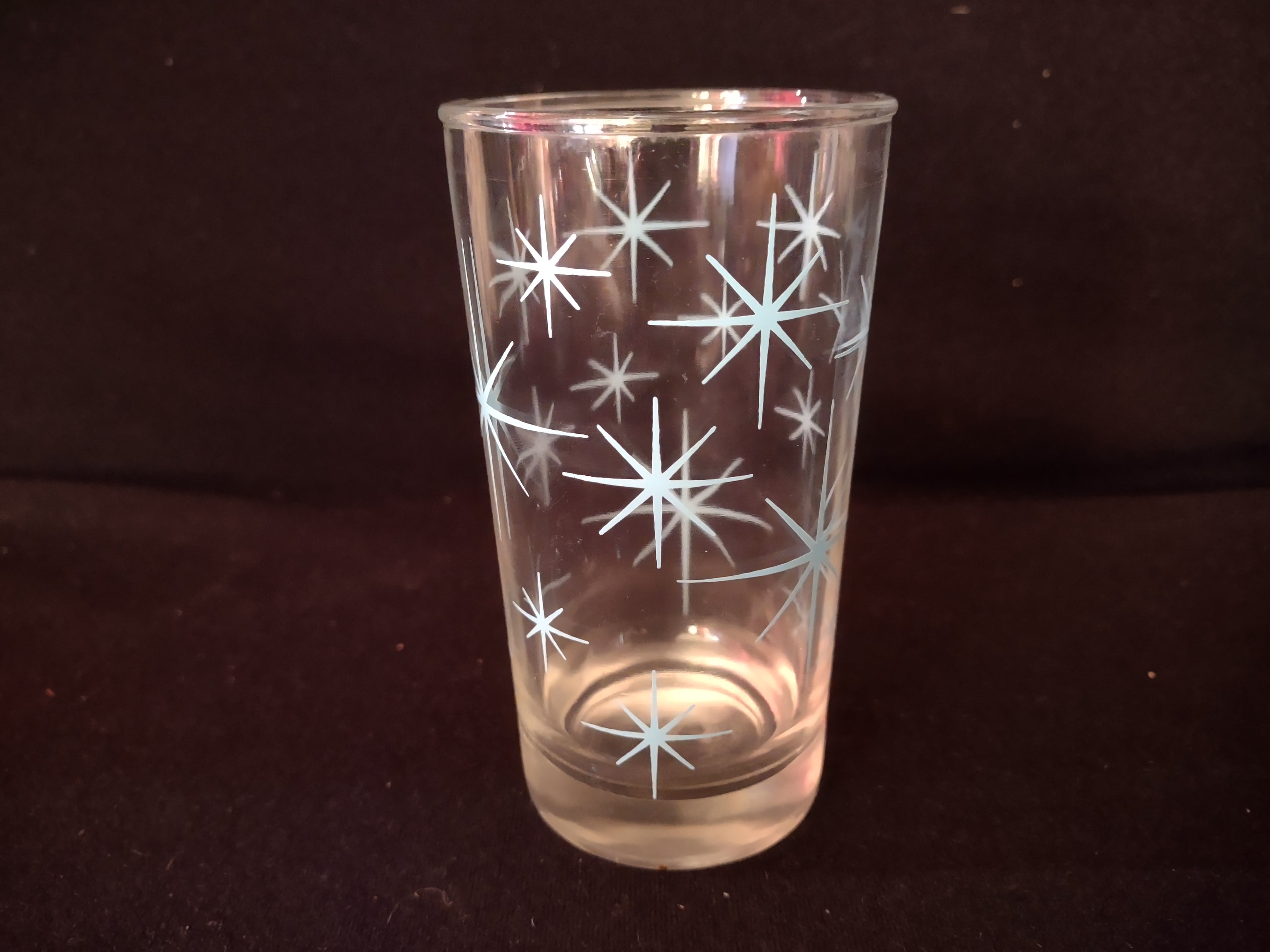 Vintage Atomic Starburst Drinking Glass Tumbler 4-3/4" (lot 5178)