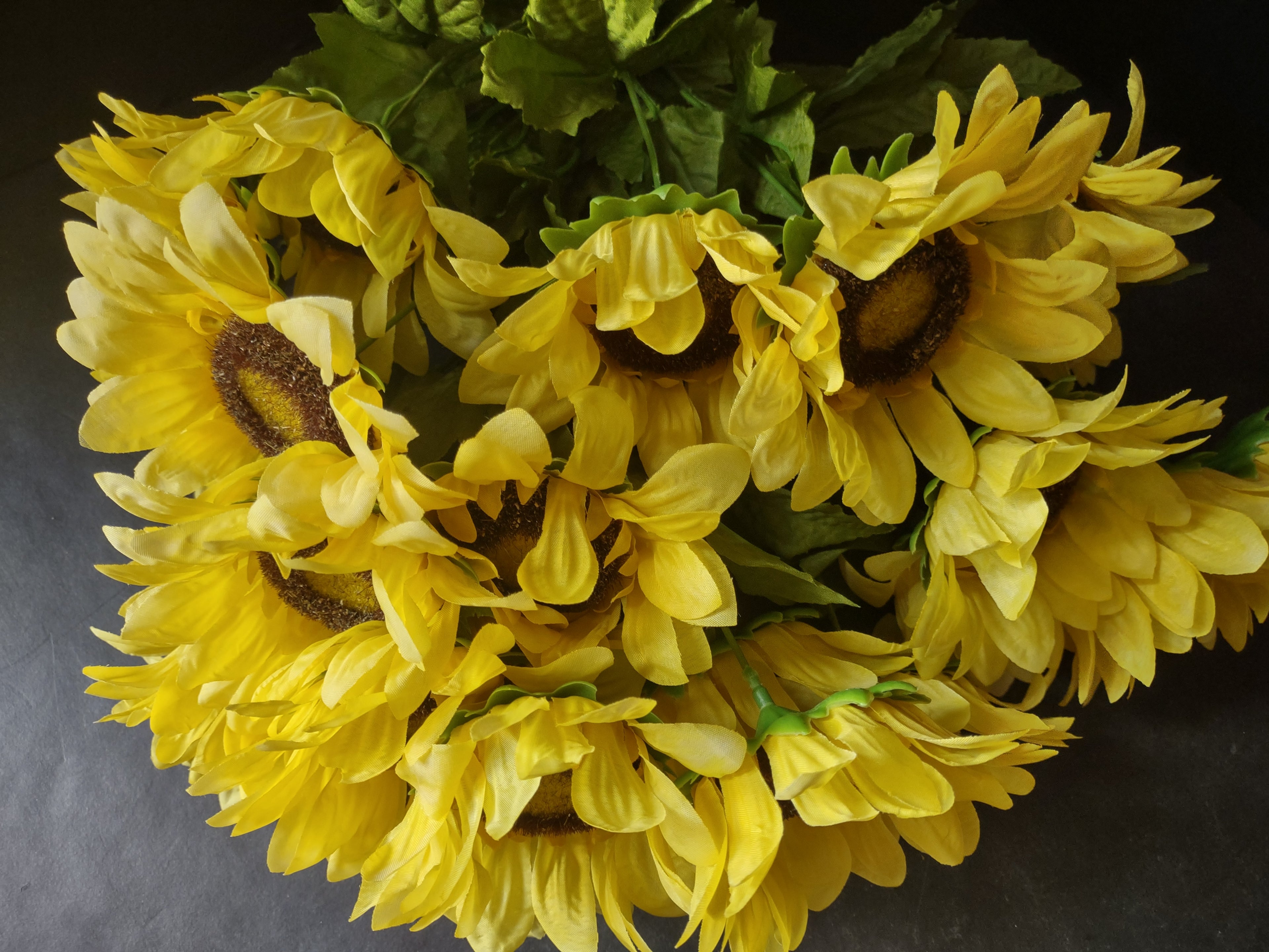 Halloween Thanksgiving Fall Artificial Sunflower 22" Twig x 3 (lot 3110)
