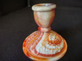 Vintage Indiana Glass Candle Stick Holder Milk Glass Marbled 3" (lot 2737)