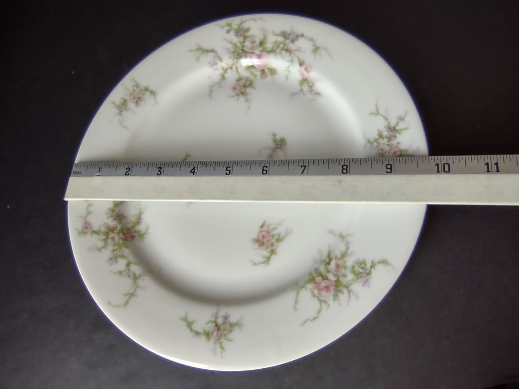 Haviland Limoges Dinner Plate 9-3/4" Pink White Cabbage Rose Moss (lot 909)