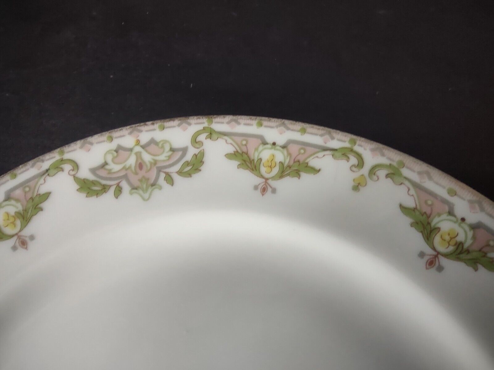 JP (Jean Pouyat) France Dessert Plate Pink Green Yellow (lot 623)