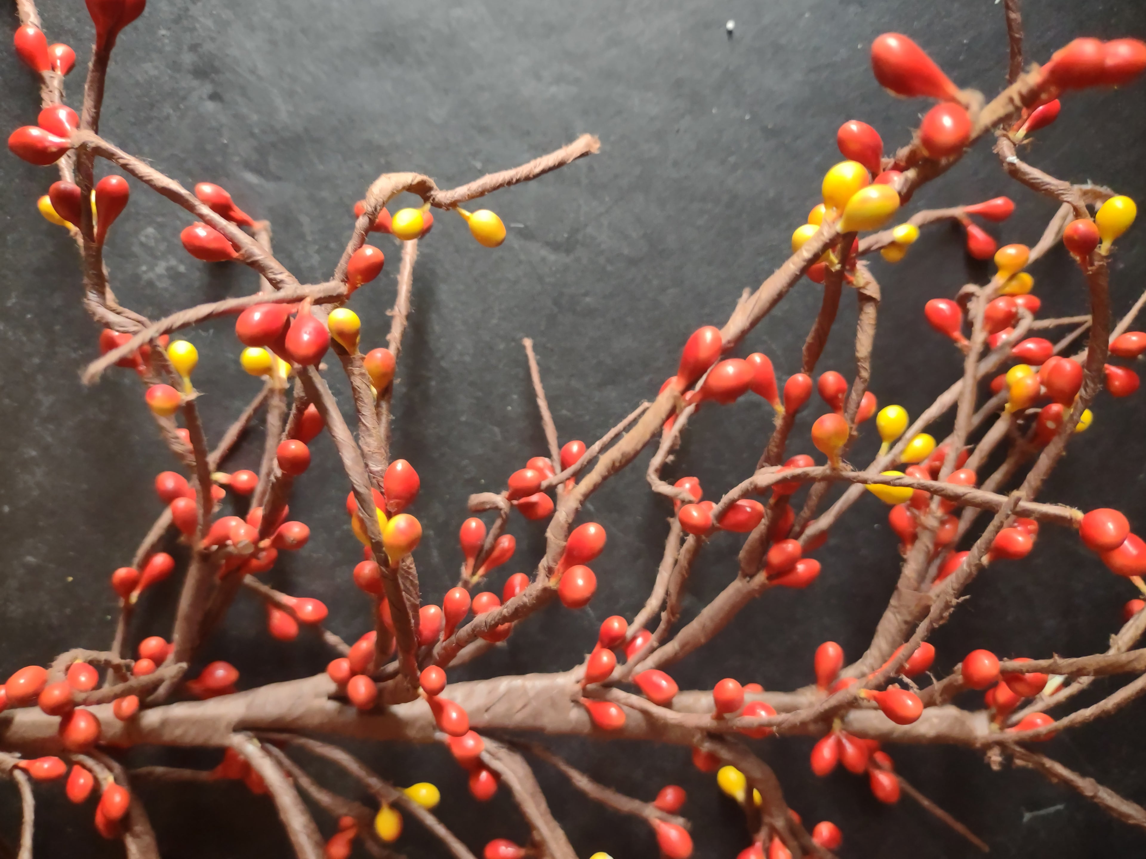 Halloween Thanksgiving Fall Artificial Pip Berry 24" Twig (lot 3112)