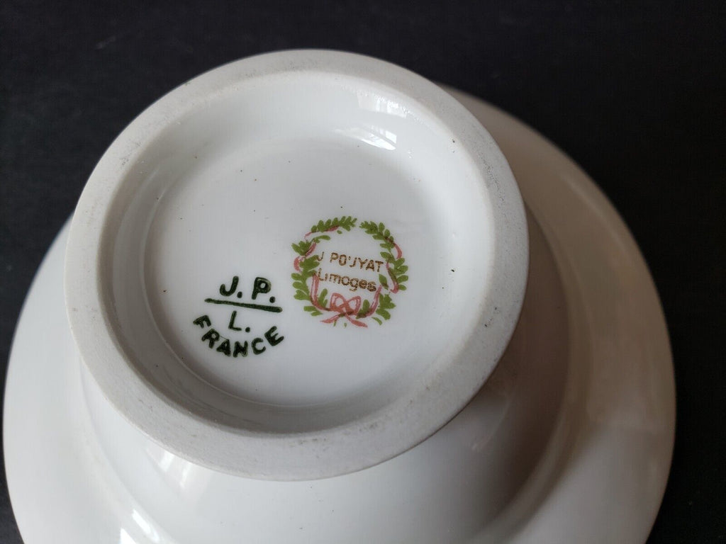 JP Limoges France Gold Trim Green Laurel Tall Bowl 5" (lot 590)