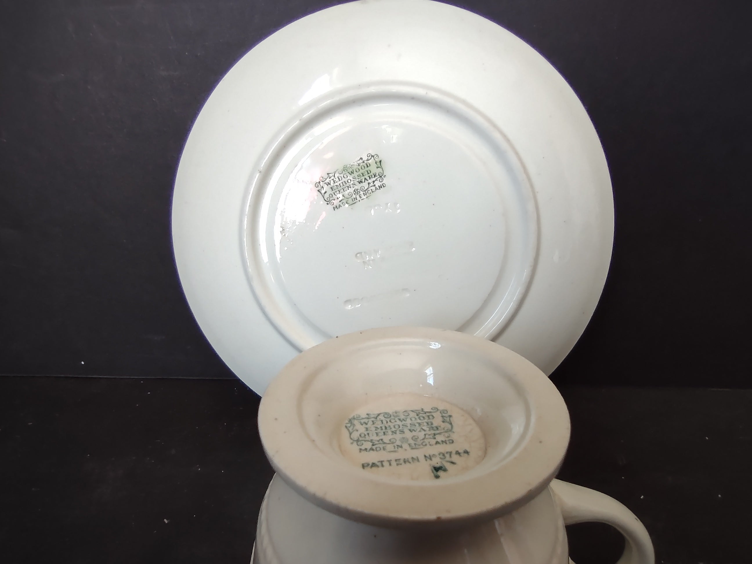 Vintage Wedgwood Queens Ware Espresso Demitasse Cup Saucer REPAIRED [6185]