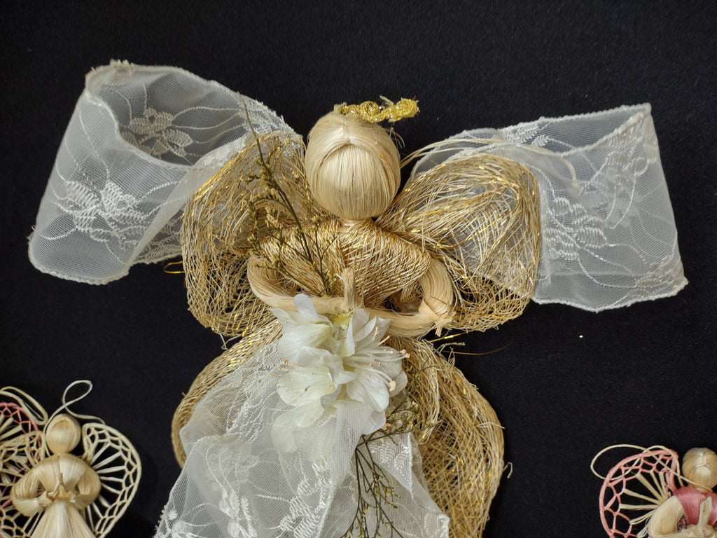 Set of 4 Straw Angels Christmas Ornament (lot 1759)