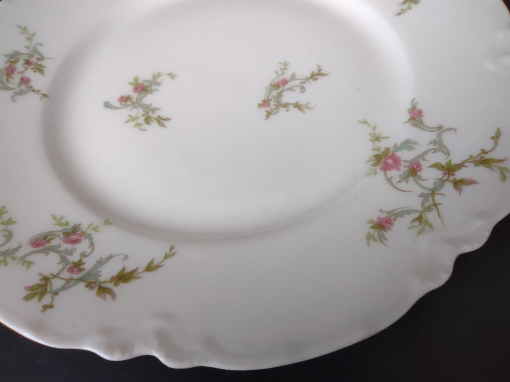 Haviland Limoges Dessert Plate White Scalloped Edge Rose Blue Ribbon (lot 854)