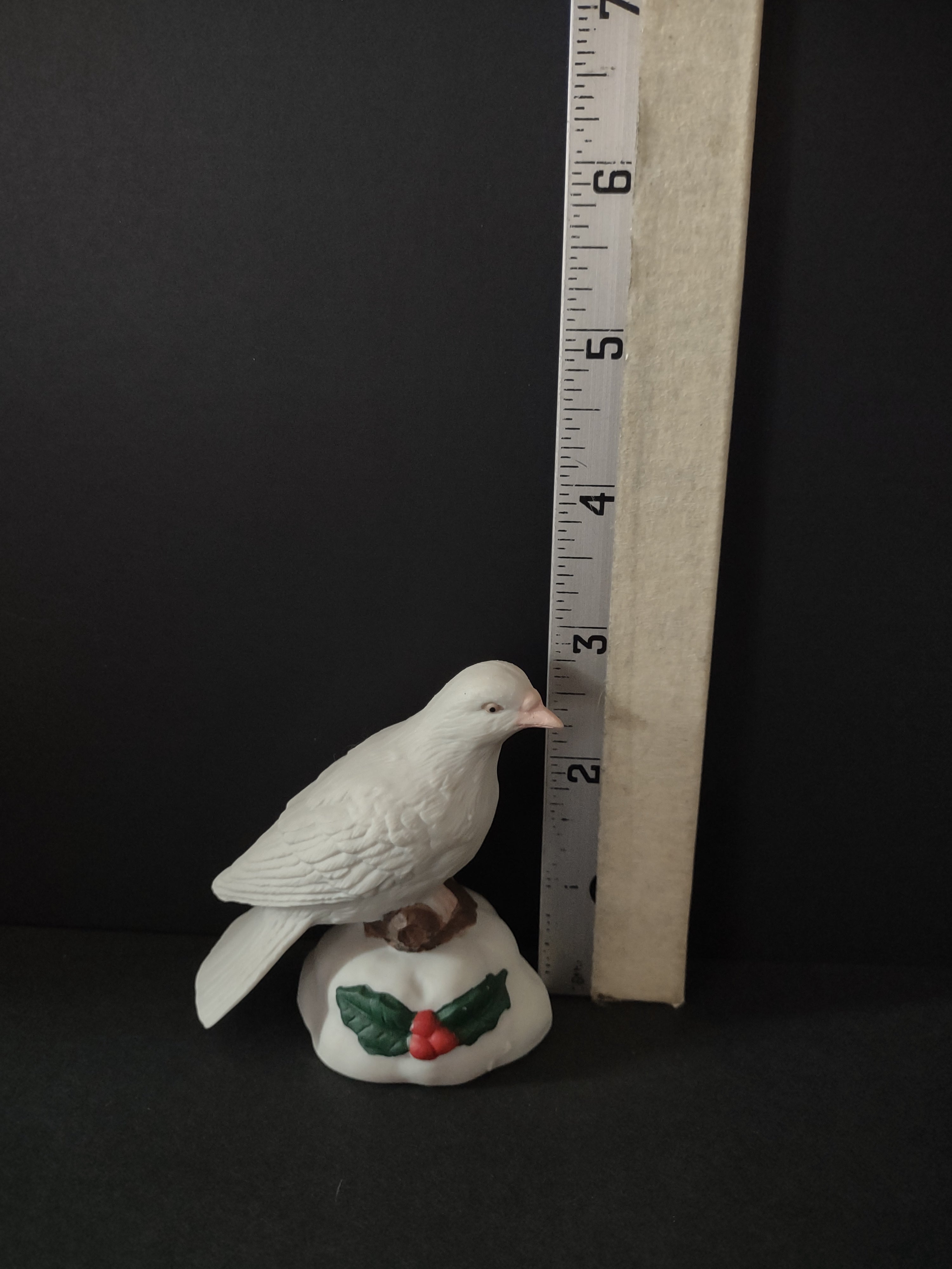 Vintage Set of 2 Christmas 3" Dove Fine Grain Porcelain Bisque Aldon(lot 4753)