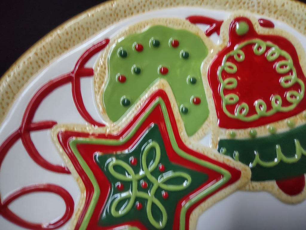 Fitz and Floyd Sugar Coated Christmas Cookies Santa Plate IMPERFECT (lot 1533)