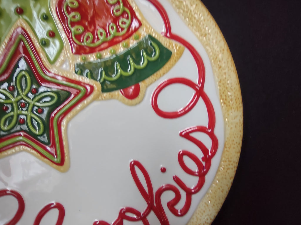 Fitz and Floyd Sugar Coated Christmas Cookies Santa Plate IMPERFECT (lot 1533)