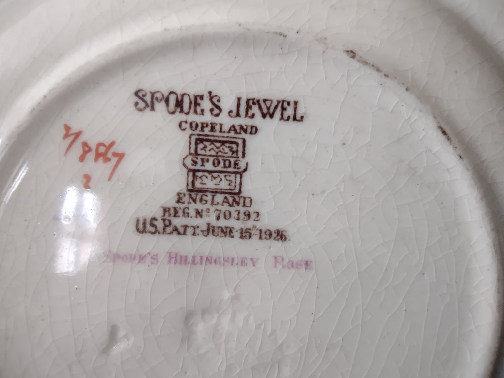 Vintage Spode Jewel Billingsley Rose Small Plate Brown Stamp Ironstone (lot5833)