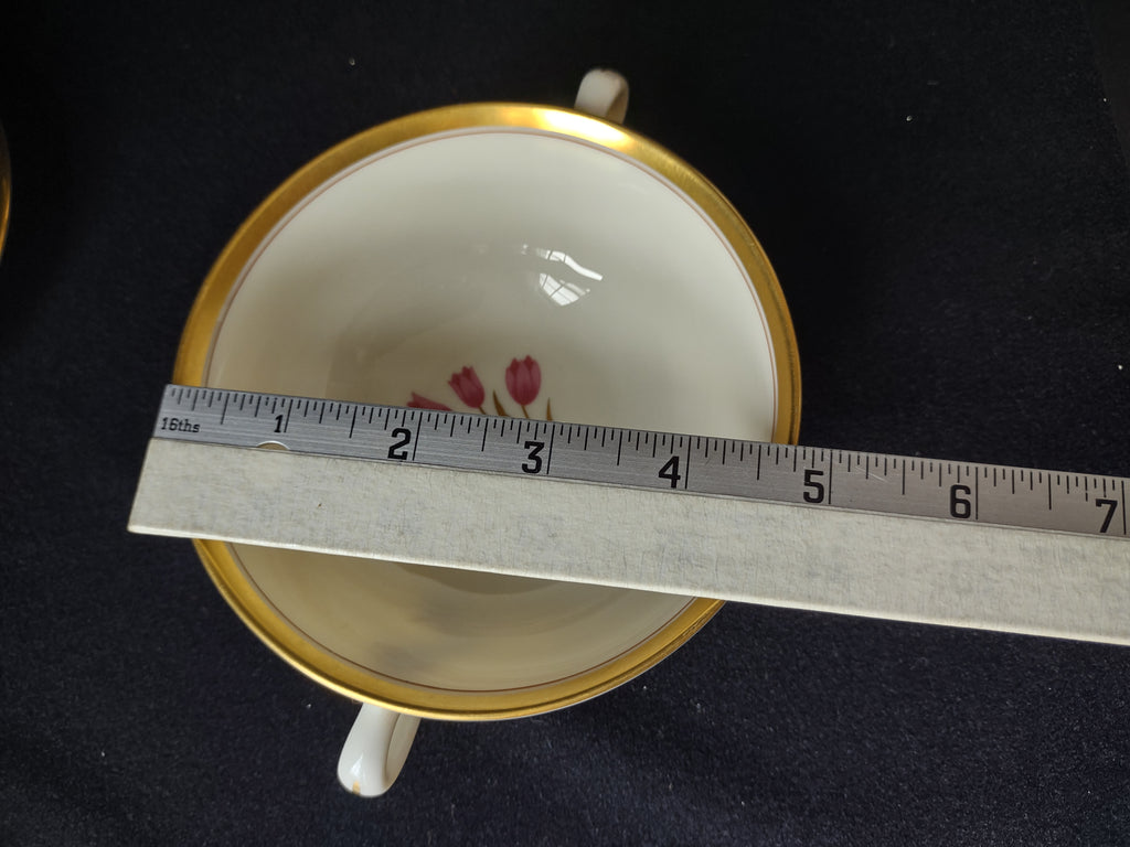 Vintage Lenox Bradford Tulips Gold Trim Bouillon Cup with Liner (lot 1828)