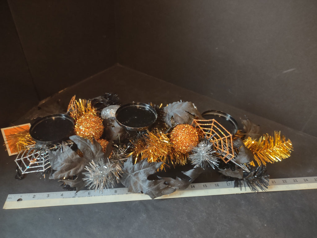 Halloween Black Orange Centerpiece Sandra Lee Candleholder 20" (lot 2996j)