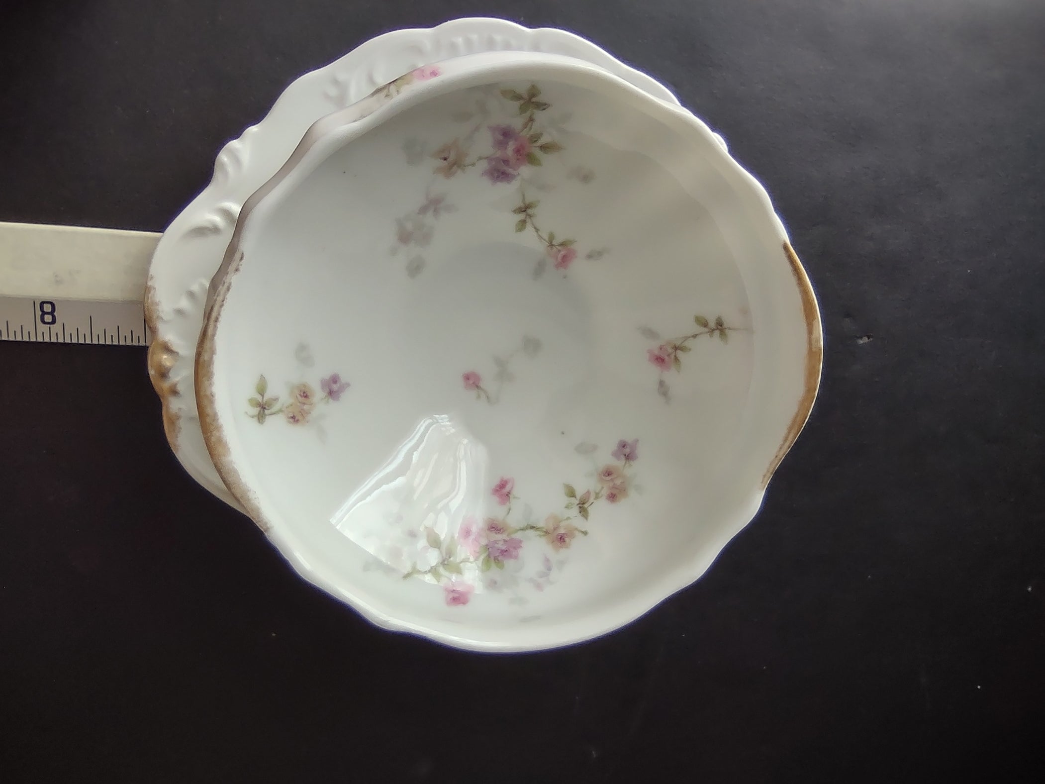 Haviland Limoges Set 2 Serving Bowl PlatterPink Purple Yellow Rose (lot 840)