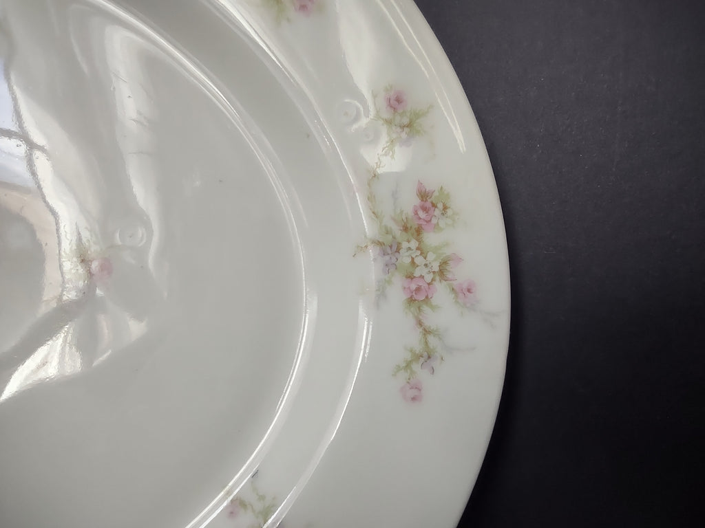 Haviland Limoges Serving Platter 15" Rose White Purple Flower Moss (lot 895)