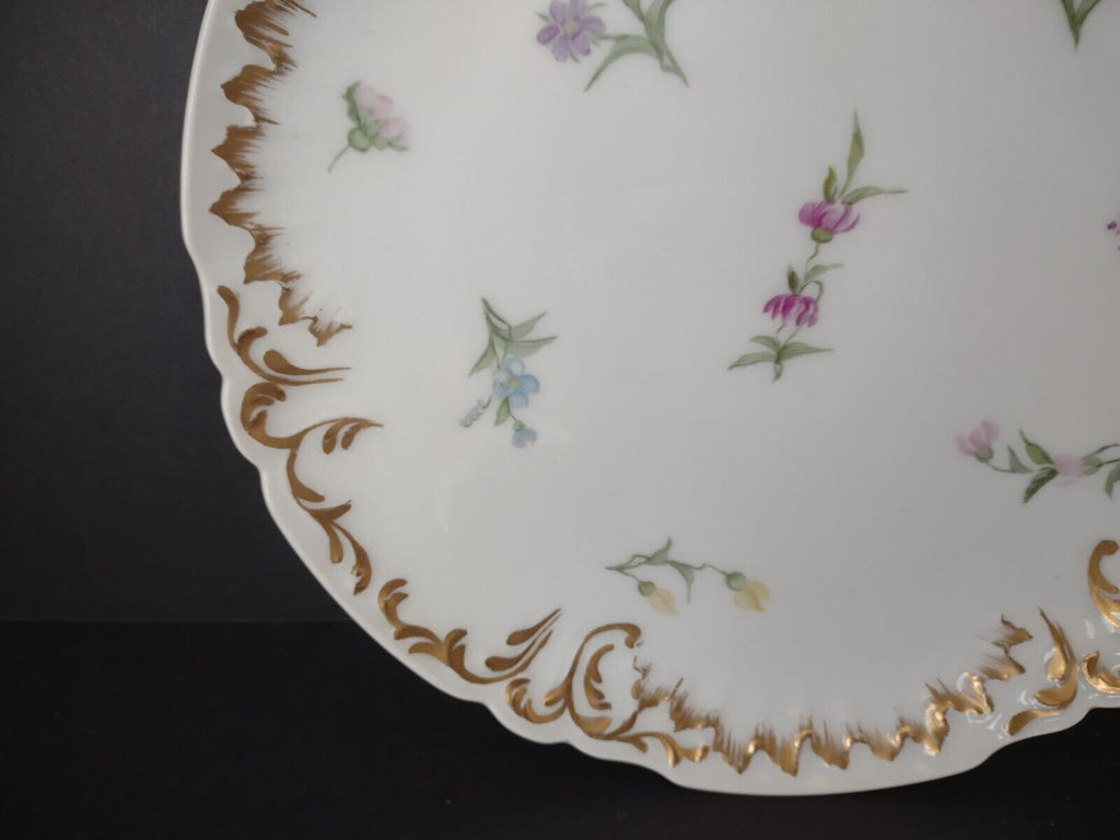 Set 3 JP France Plate Relief Molded Scrollwork Guild Gold Edge Luncheon (lot 358