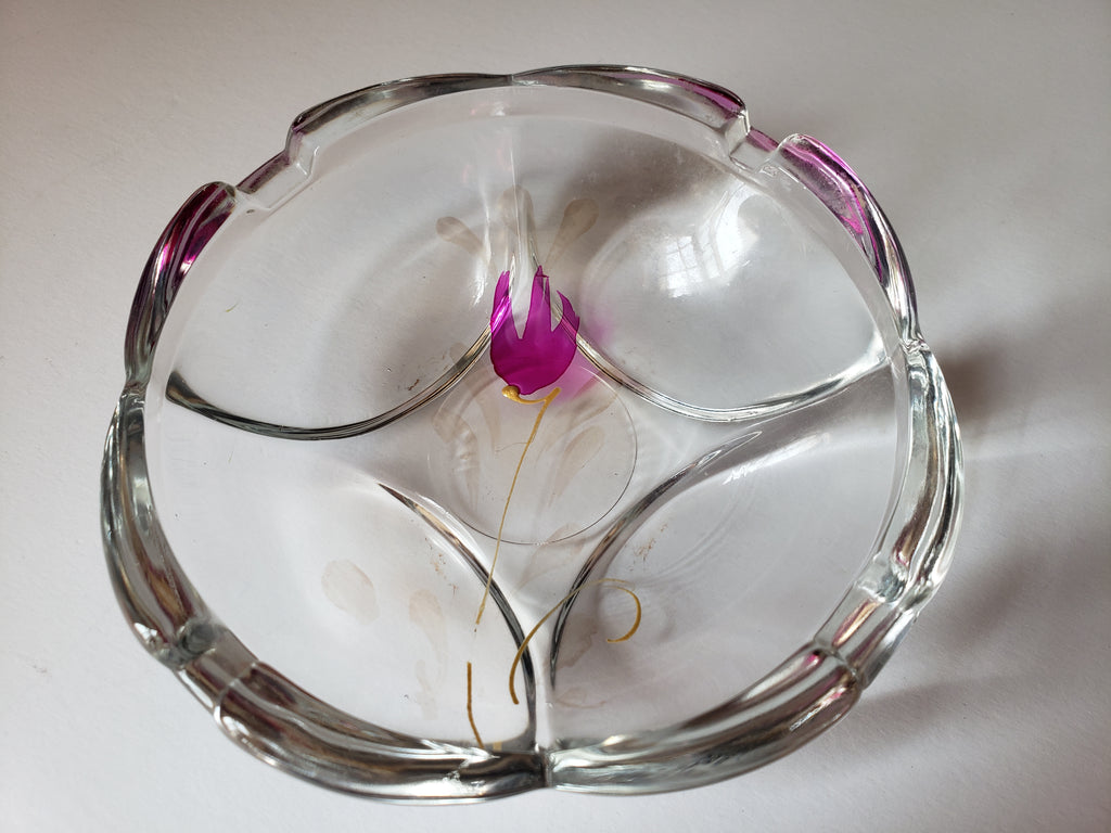 Vintage Fidenza Glass Ashtray Tulip Flower 4" (2151)