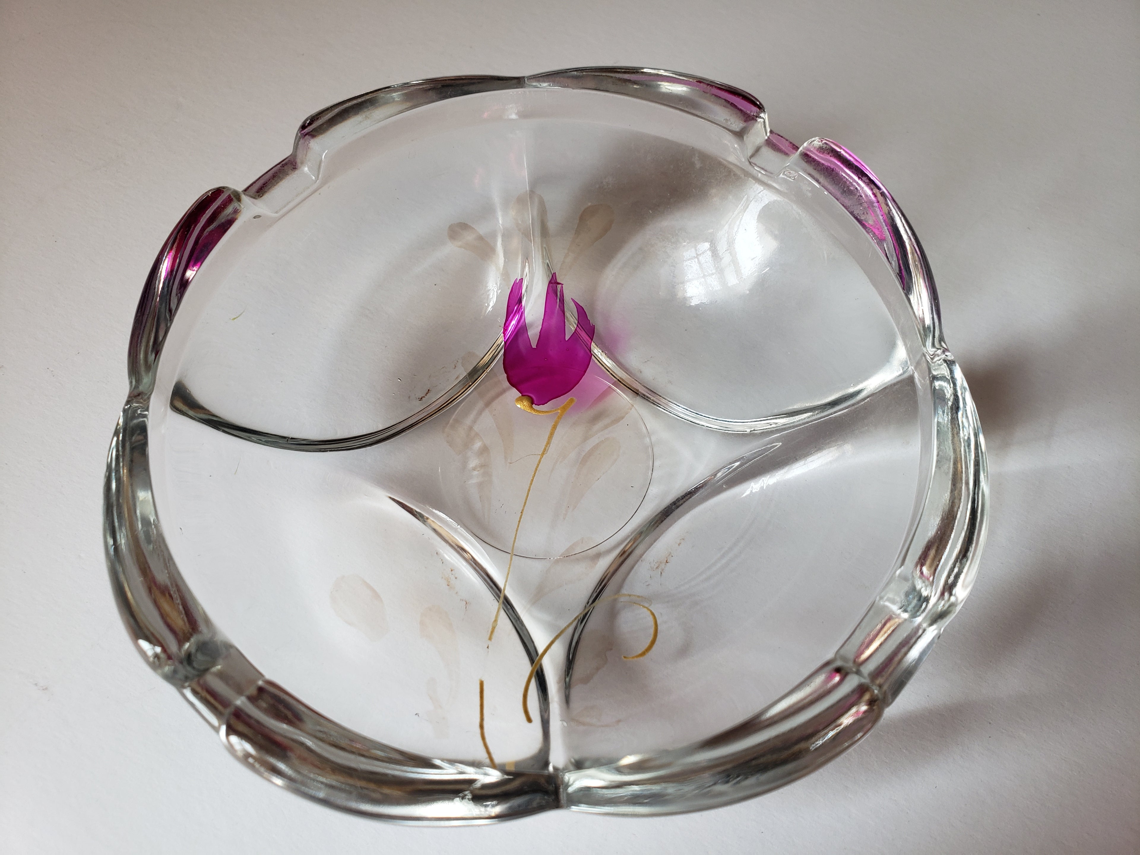 Vintage Fidenza Glass Ashtray Tulip Flower 4" (2151)