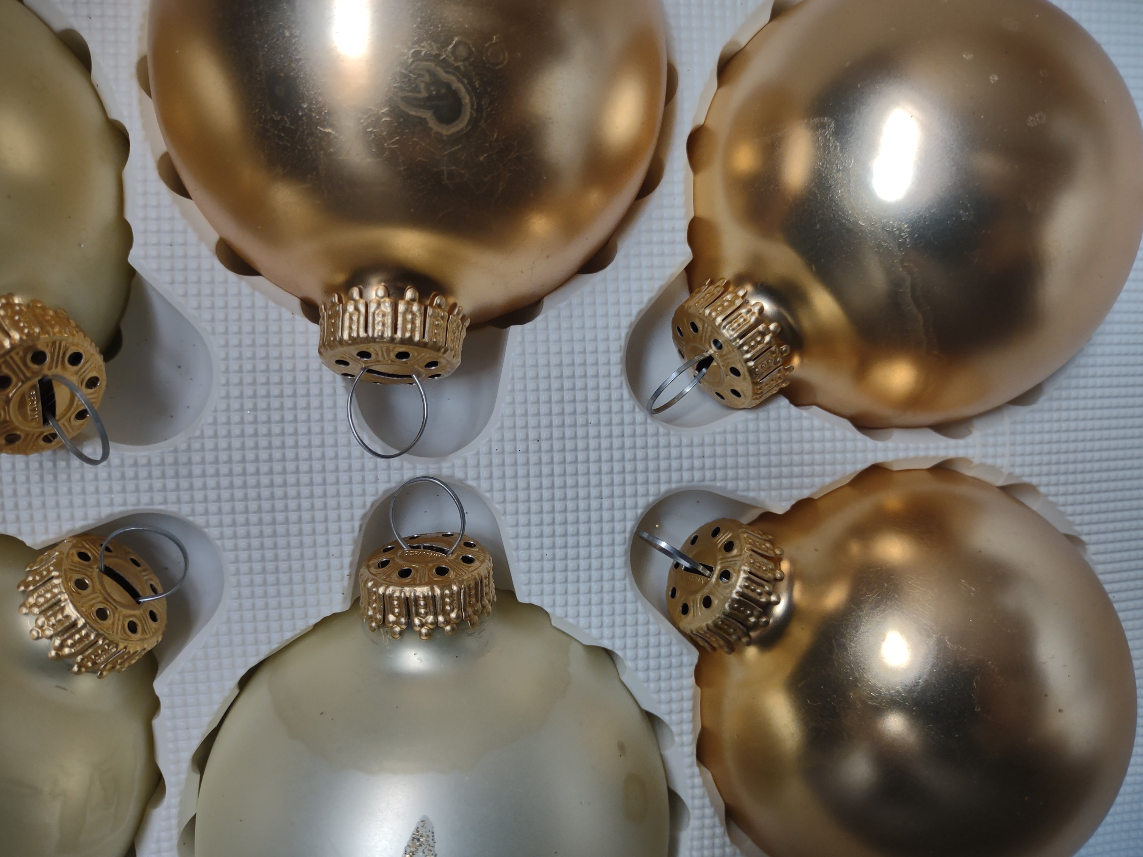 Vintage Christmas Set 6 Glass Ornaments Krebs 3" Butterfly Golden (lot 1434)