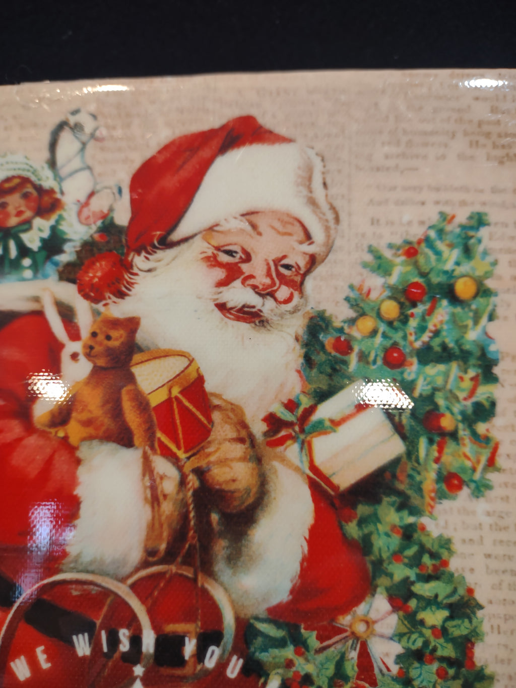 Christmas Decoupage Santa Claus Wall Hanging Picture Art (Lot4607)