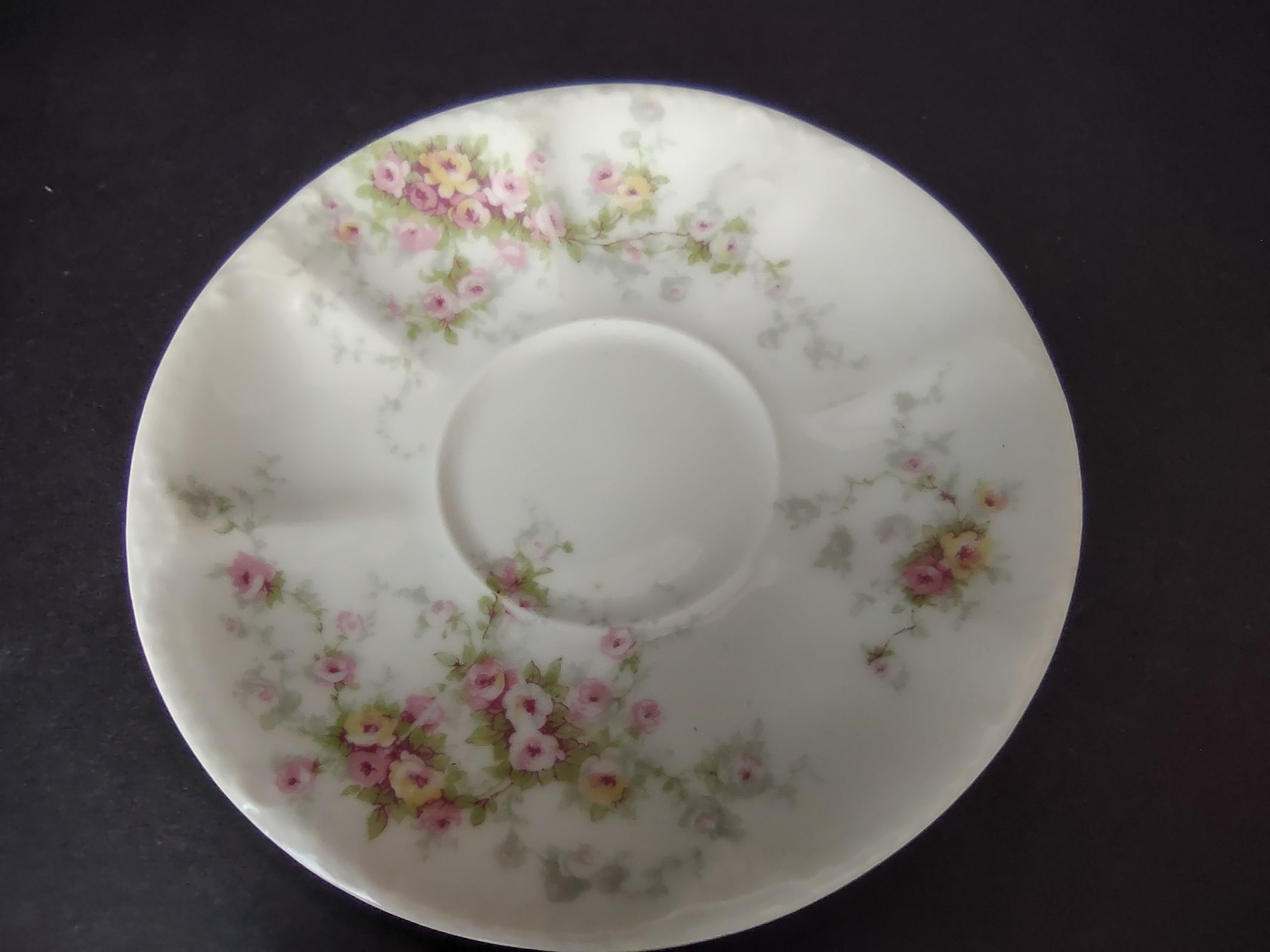 Haviland Limoges 5-1/2" Saucer ONLY Pink Yellow Rose (lot 846)