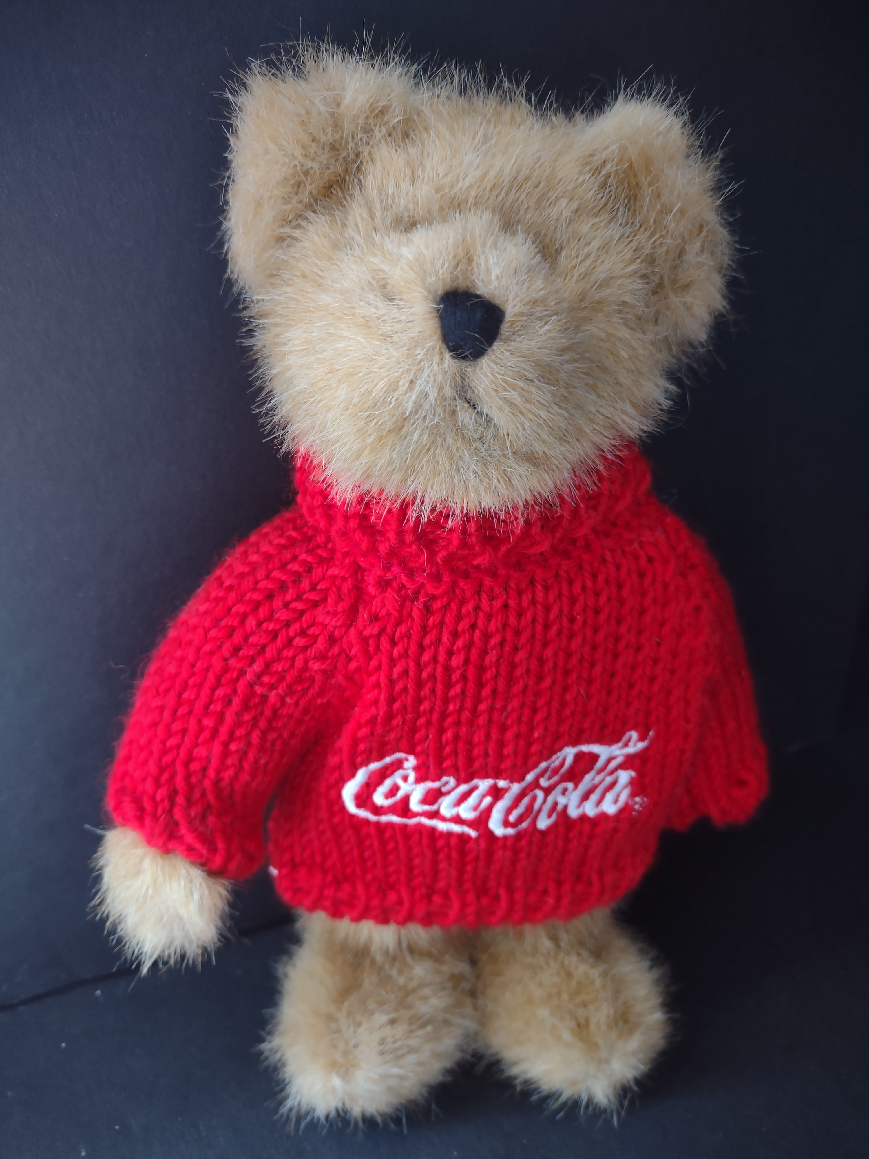 Vintage Collectible Coca-Cola Boyds Bear Plush Johnny Red Sweater 8" (lot 3128c)