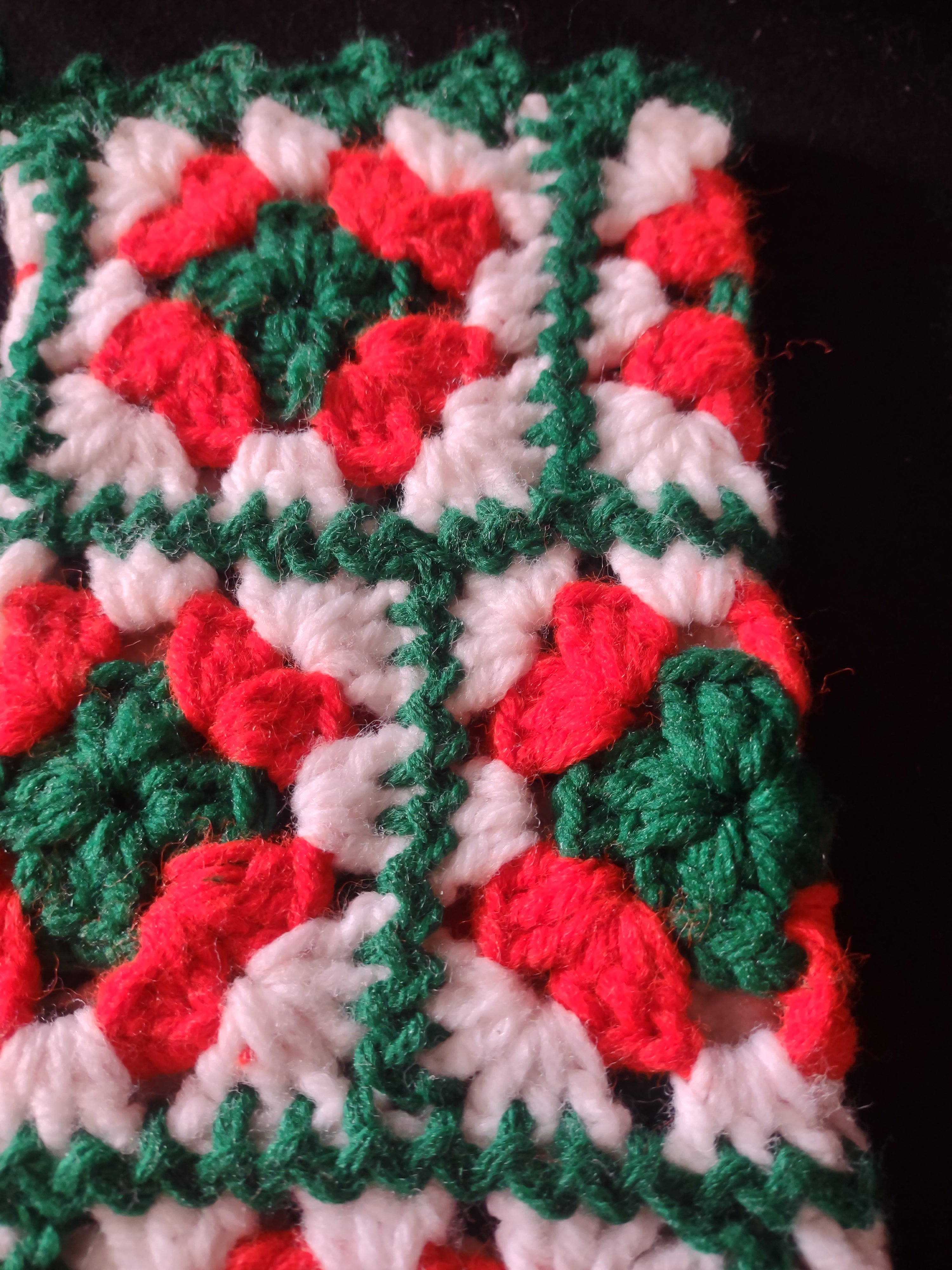 Christmas Handmade Granny Square Stocking Circles Bells Door Hanging (Lot 4657)