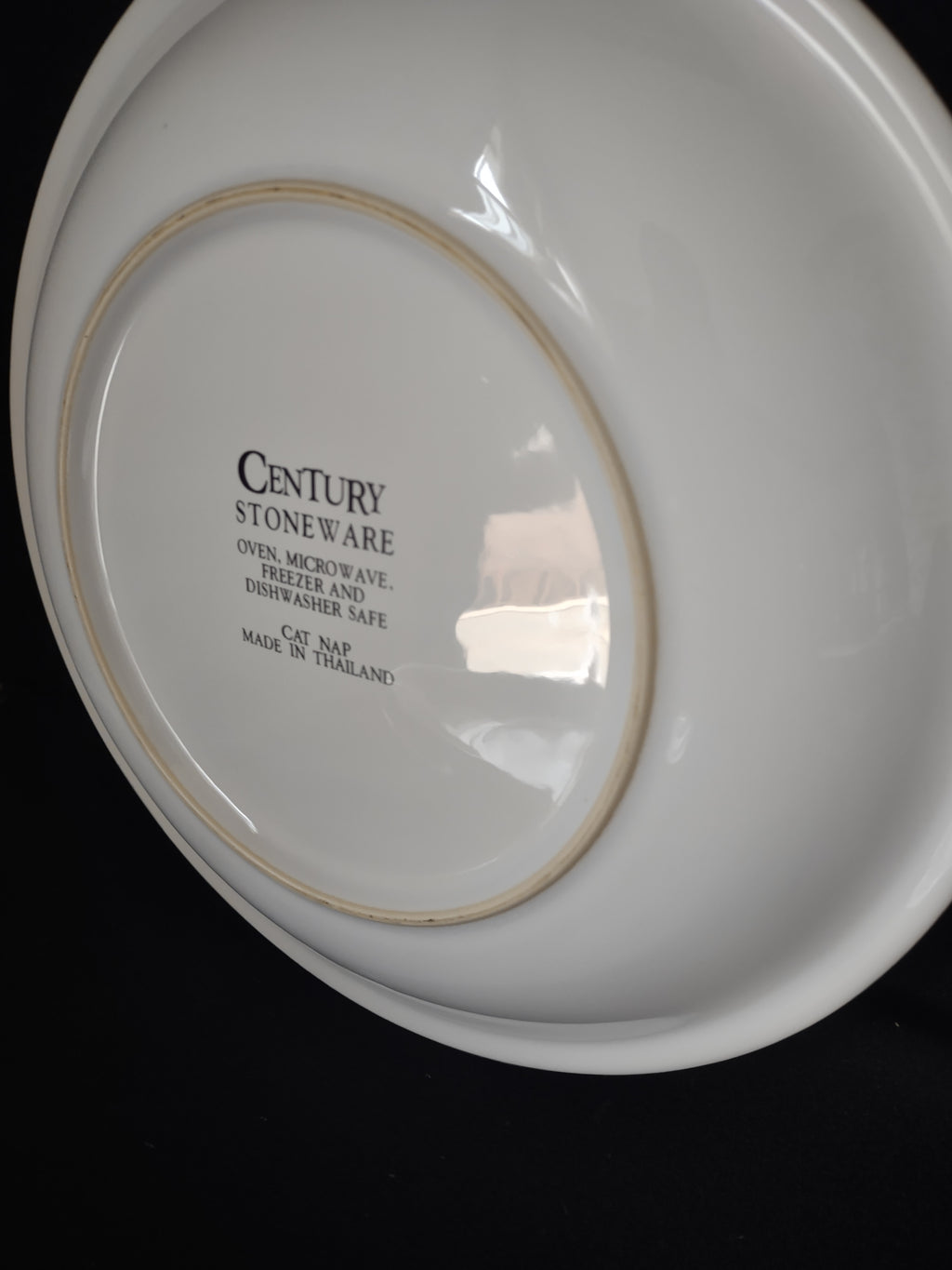 Cat Nap Country Green Band Dinner Plate x 4 Stoneware Thailand 11" (lot 2856c)