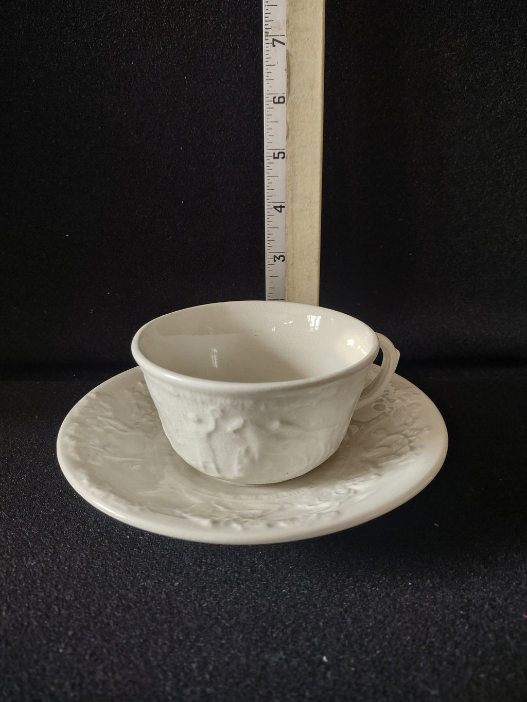 Vintage T G Green Teacup Saucer White Ironstone Hunt Club IMPERFECT (Lot 5664)