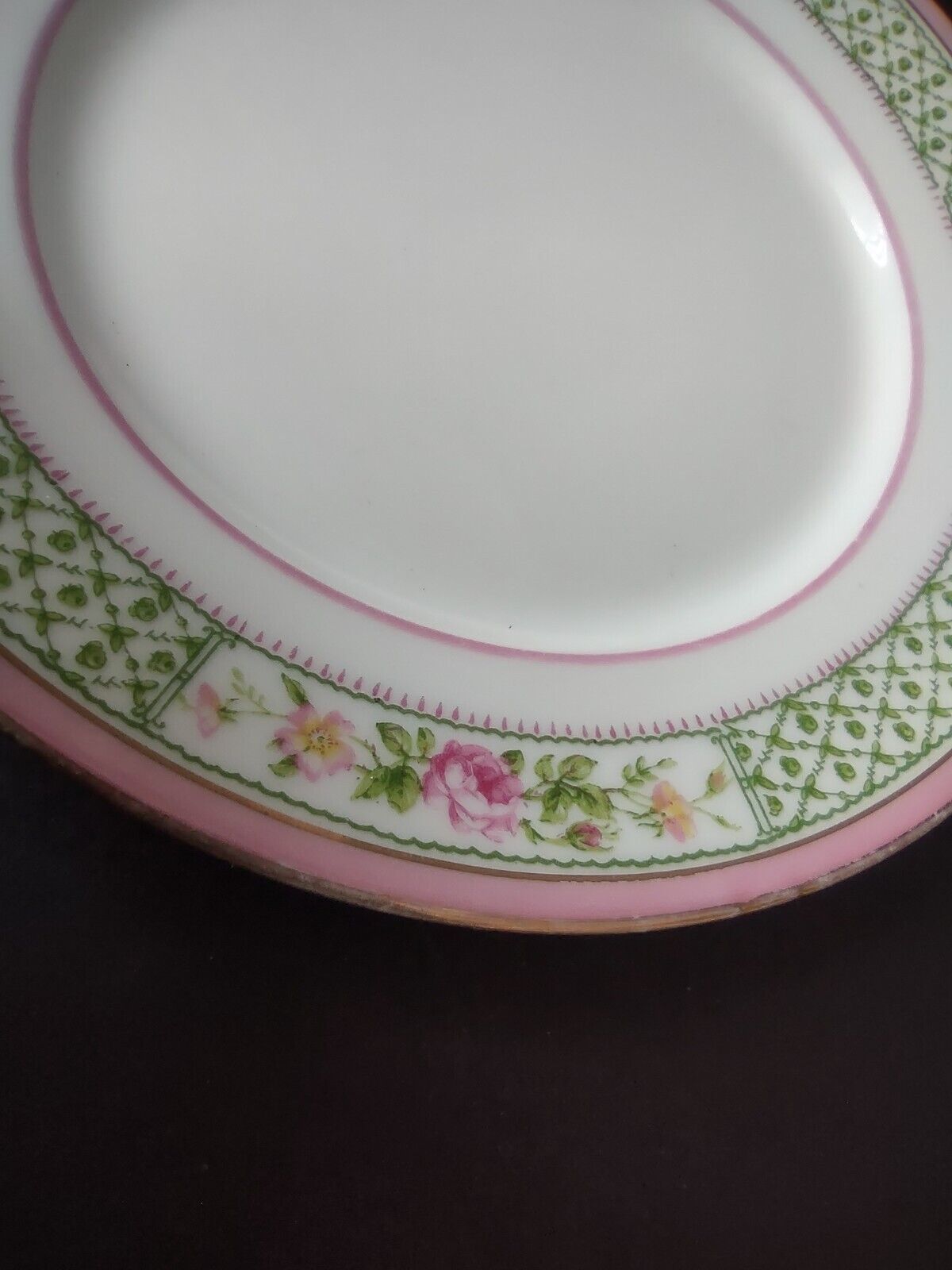 Depose France Bailey Banks Biddle Bread Butter Plate 6-1/4" Pink Green (lot 741)