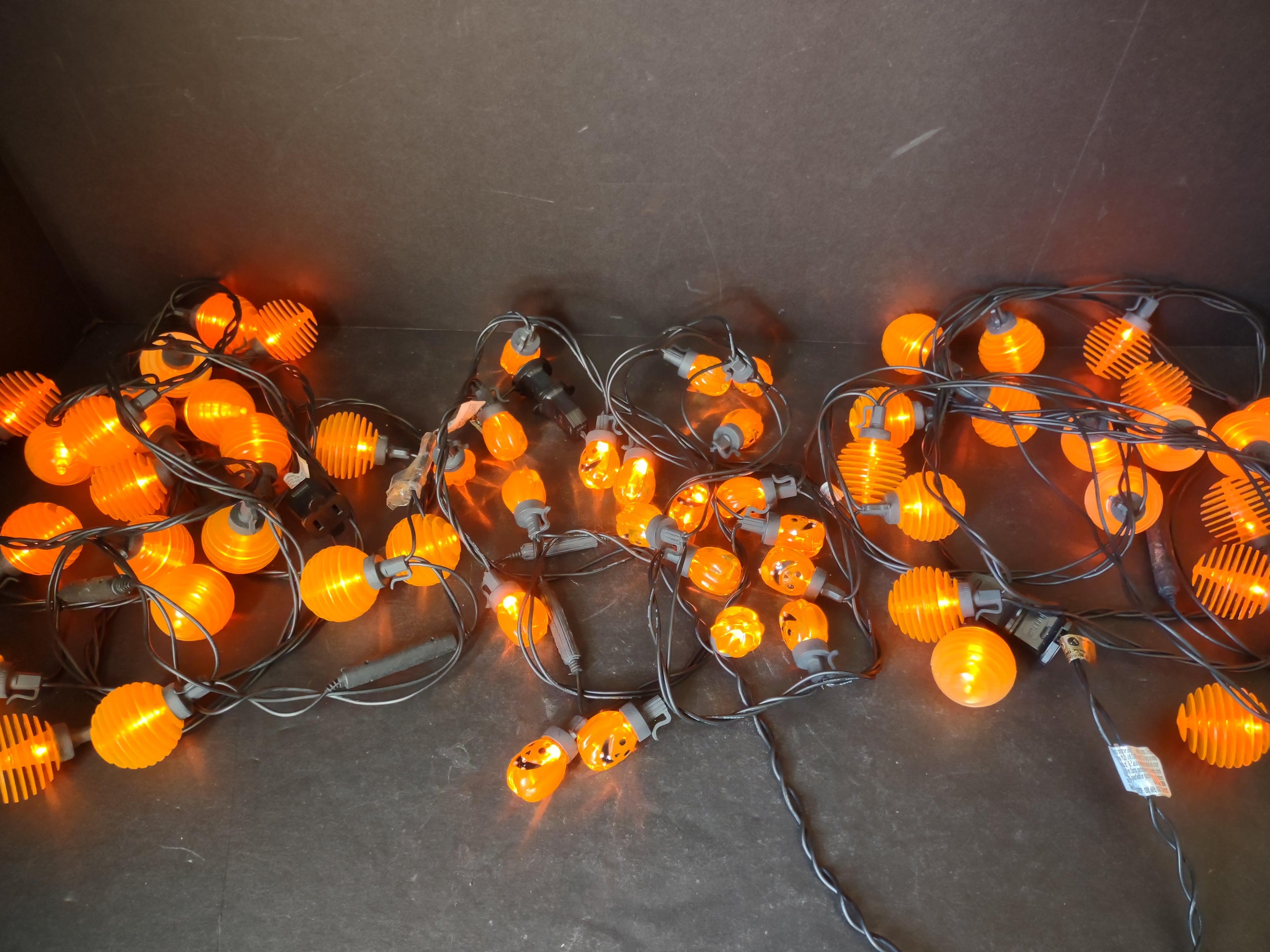 Halloween Lights String x 3 Jack-O-Lantern Pumpkin Orange (lot 3018j)