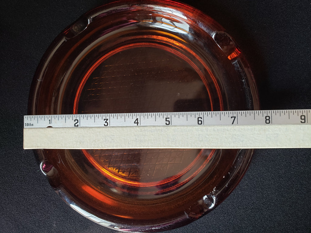 Vintage Amber Glass MCM Ashtray 8" (lot 2148d)