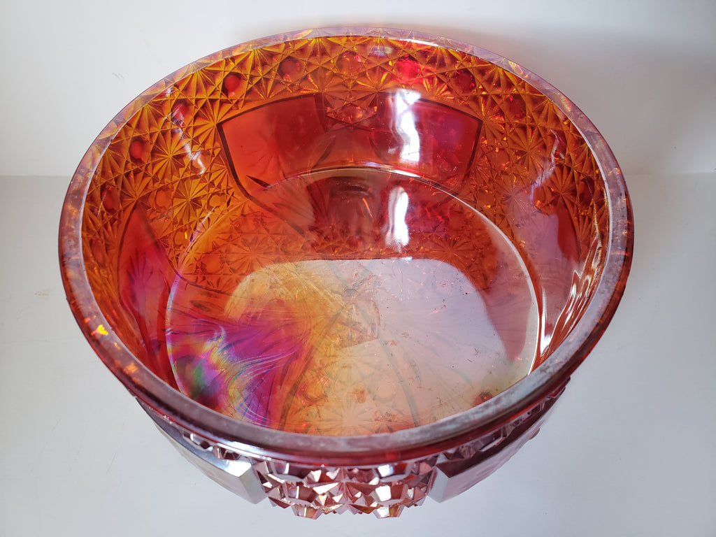 Vintage Marigold Iridescent Footed Bowl Carnival Glass (lot 2216)