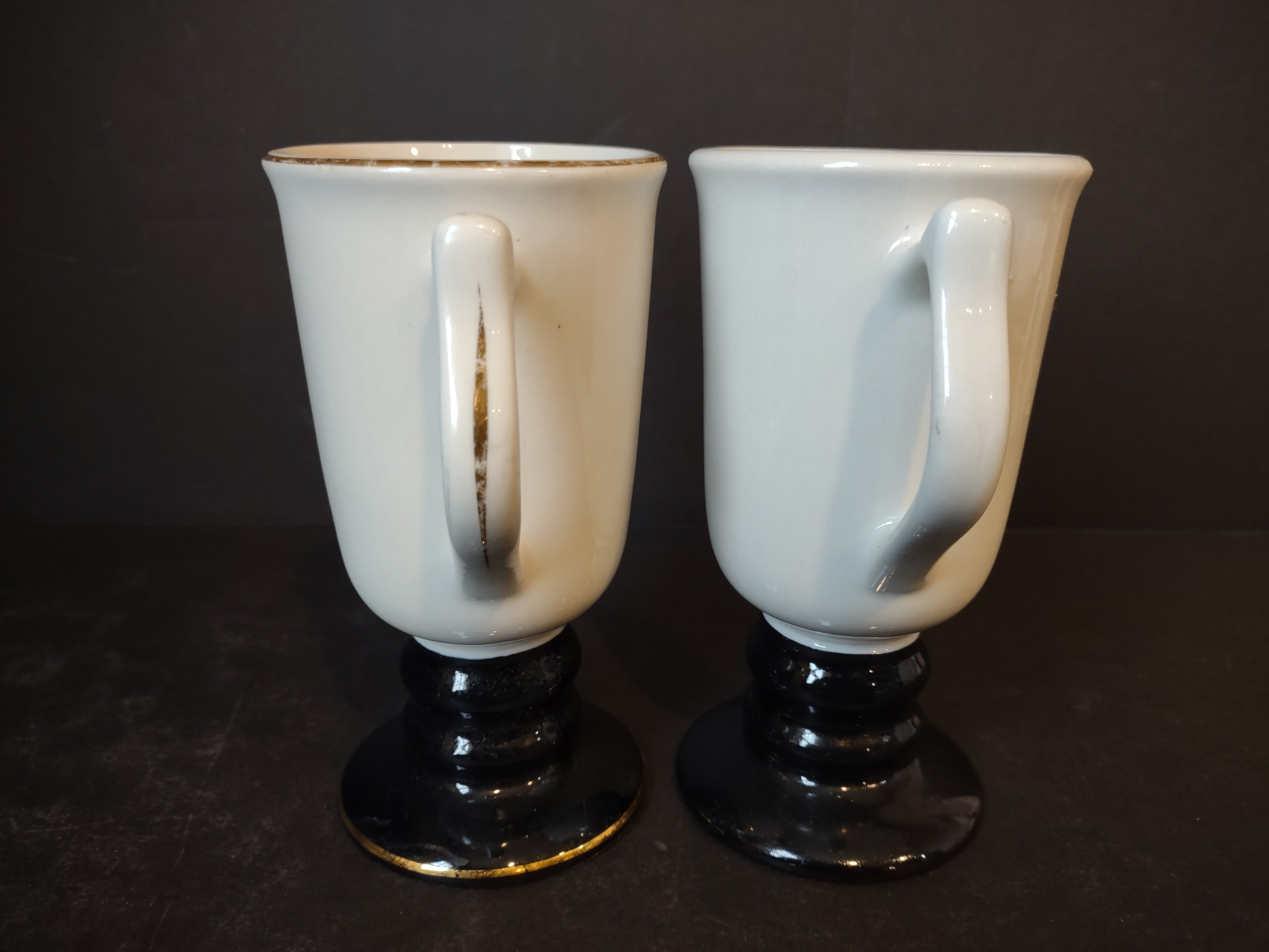 Vintage Irish Coffee Mug x 2 USA Hall Two DIFFERENT Mugs His and Hers (lot 5424)